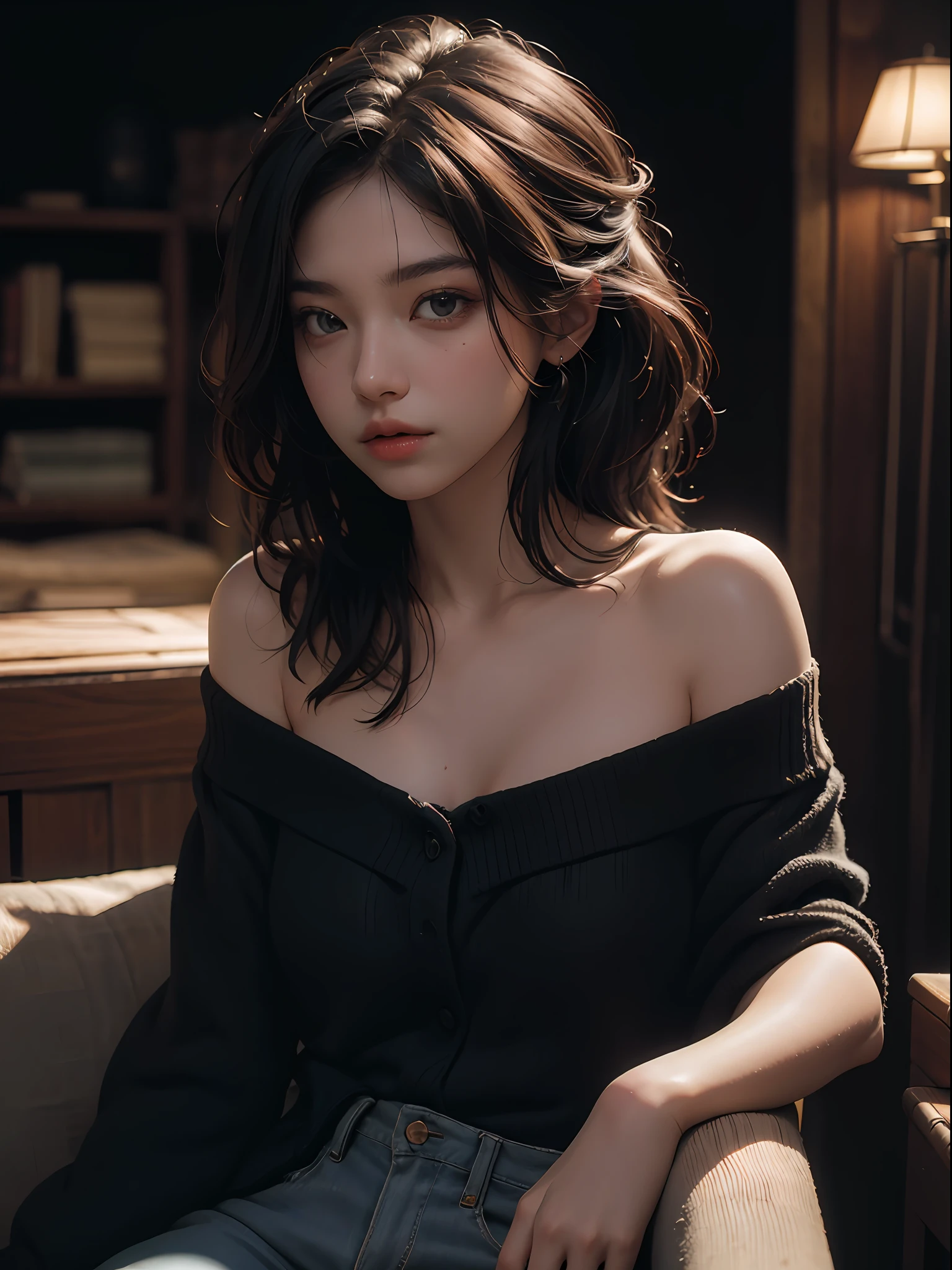 Best quality, masterpiece, ultra high res, (photorealistic:1.4), raw photo, 1girl, off shoulder