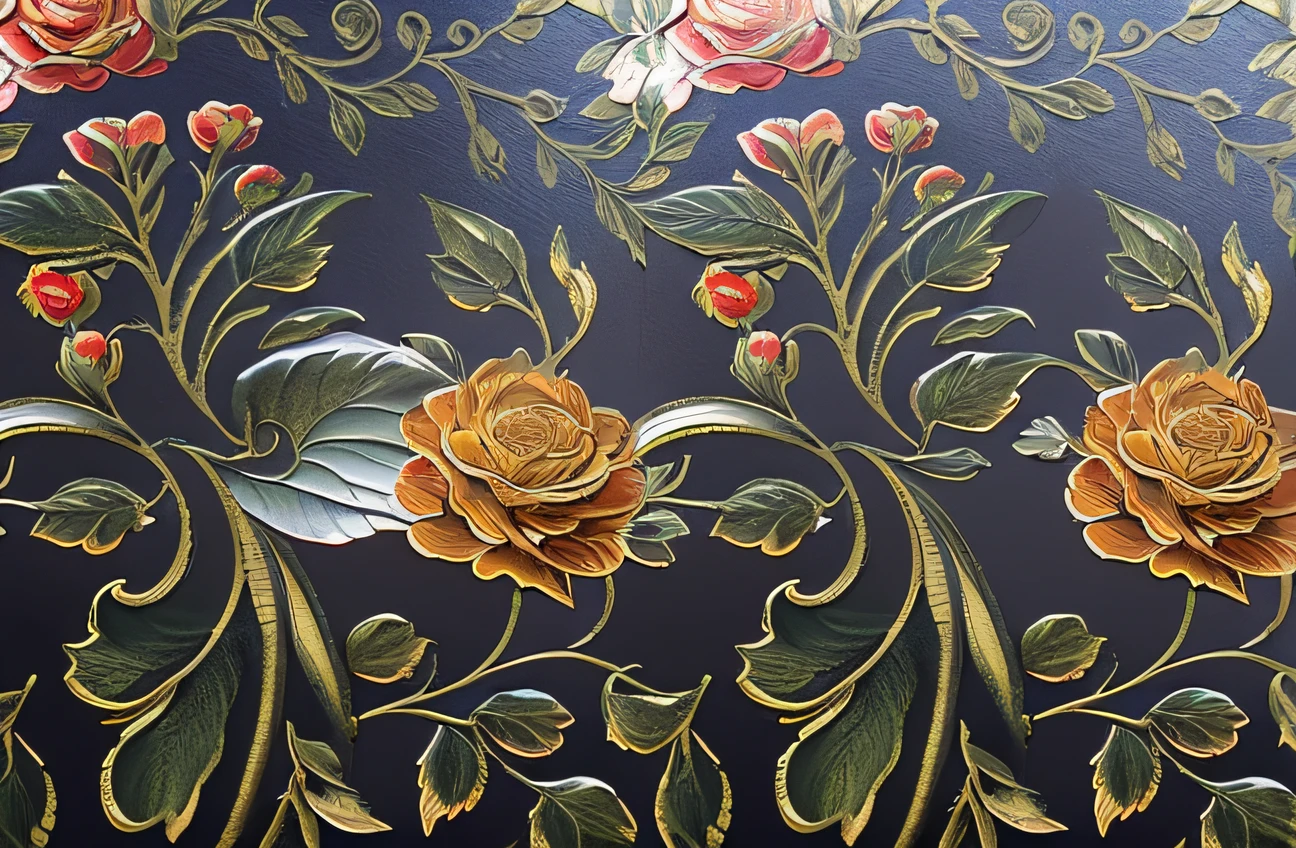 There is a close-up of a laptop,It has a flower pattern on it, floral patterned skin, Detailed painting, Hyperdetailed painting, ultra-fine painted, translucent roses ornate, highly detailed panel cuts, ornate floral, high detail painting, high detail painting, Detailed painting 4 K, upscaled to high resolution, Sleek complex design, digital painting highly detailed, realistic detail