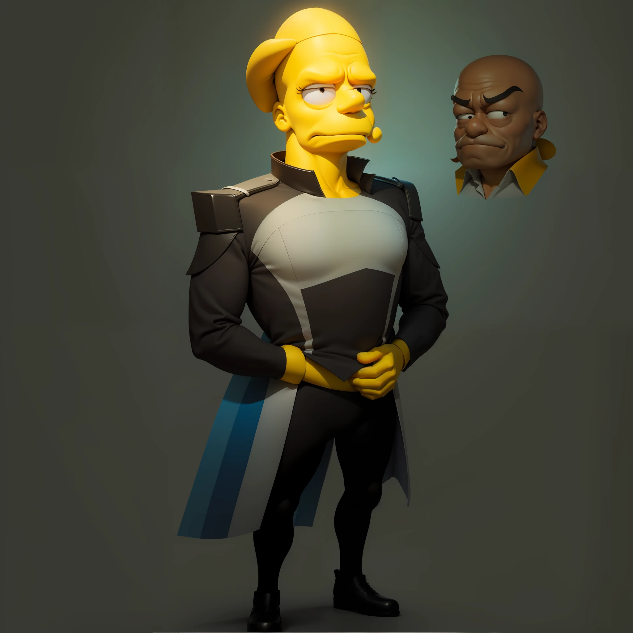 Esse desenho se tratar  de um desenho parecido com o desenho  dos simpson  com o traje do capitao patria , quero esse desenho em 3d