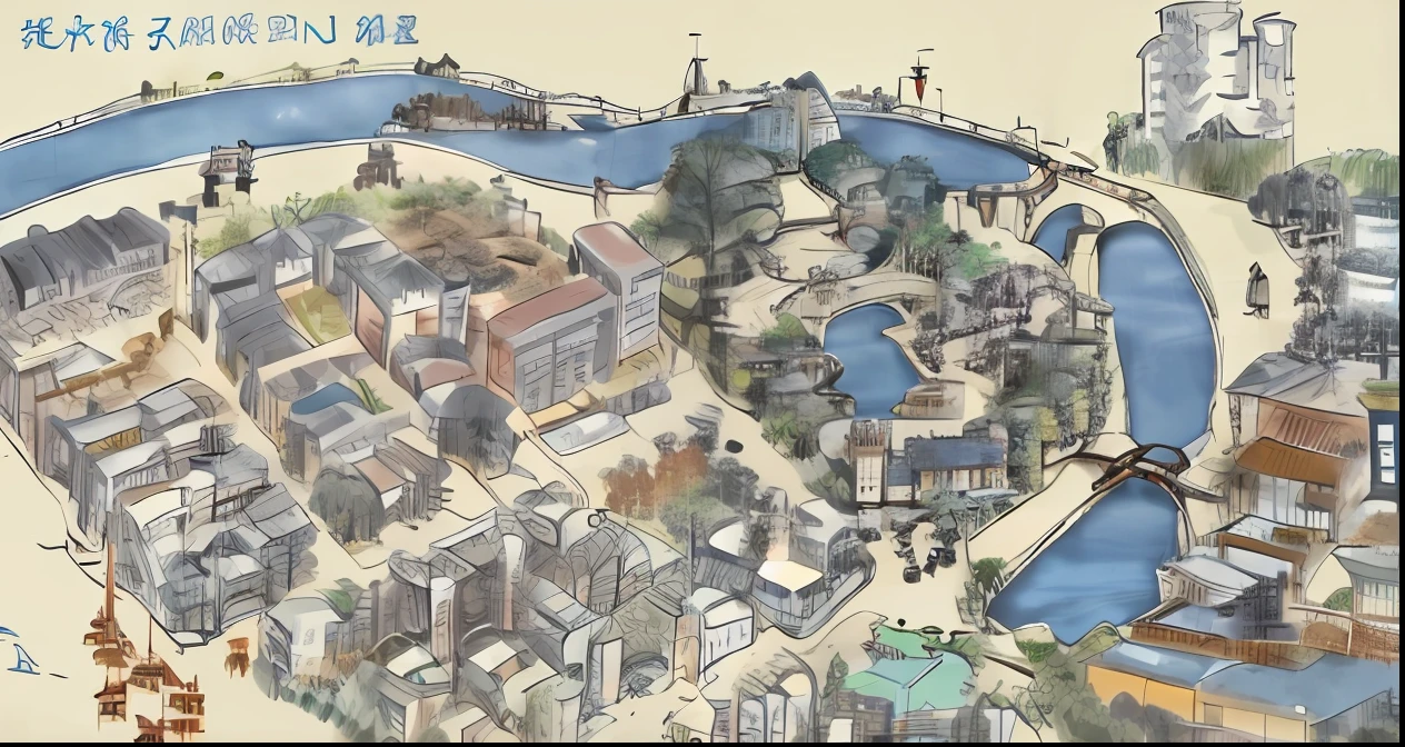 Map of the city with rivers and buildings, edo japan, in the edo era, japanese town, tokyo - esque town, Japan city, edo era, japanese scenery in edo period, in the edo era, Tourist map, author:Urakami Tamamichi, Tai, japanese downtown, ryokans and edo era houses, traditional japanese concept art