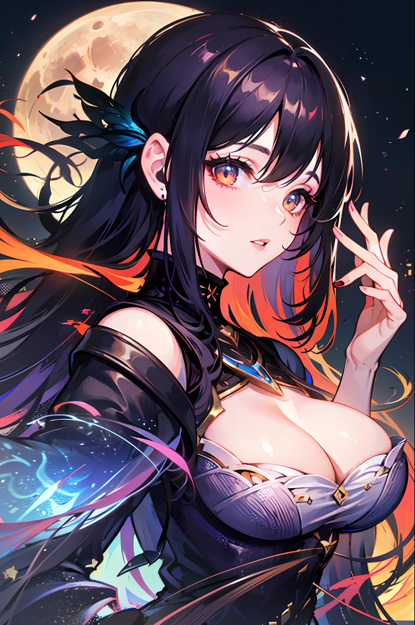 Young female, Tokyo background, night, full moon, highly detailed, highly intricate, fine details, high resolution, incredible, beautiful, gorgeous, dramatic lighting, rule of thirds, perfect composition, trending on ArtStation --auto --s2