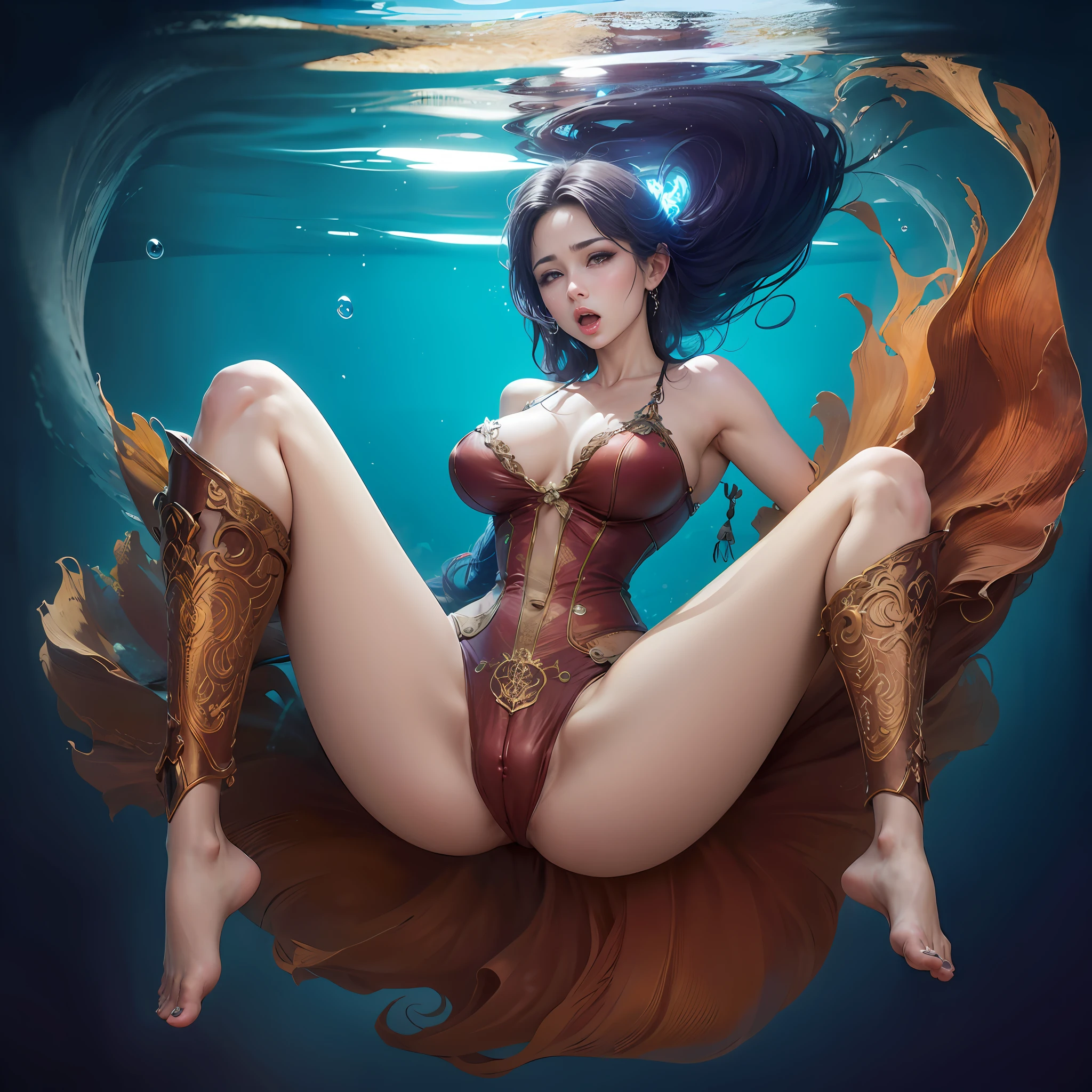 master part, Awesome, audience, agachamento, Cabelo Moreno, cabelos longos, pano puro, see-through white bikini, piscina, Very detailed, Ahgao, , corar, cintura fina, trajeto vaginal, blowing tide, Vaginal degradation, Seios muito enormes, pernas abertas, sexual excitement, sexual expression, pele brilhante, mamilo, buceta, xoxota