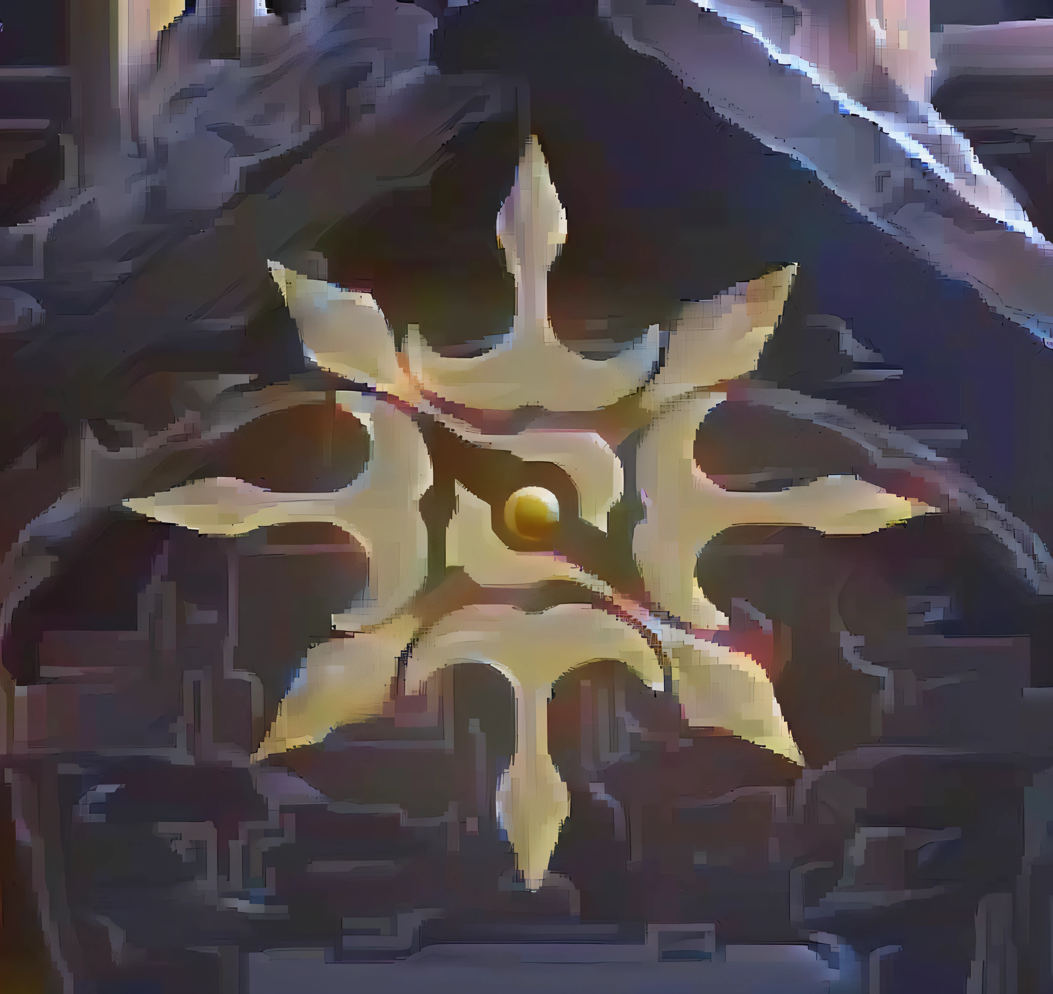 There is a clock on the side of the building,There is the sun above, ancient symbol behind it, Leviathan Cross, cathedral of the sun, shurikens, astri lohne, holy paladin, royal insignia in background, discord profile picture, anor londo, locklegion, world of warcraft spell icon, discord pfp, hearthstone art style