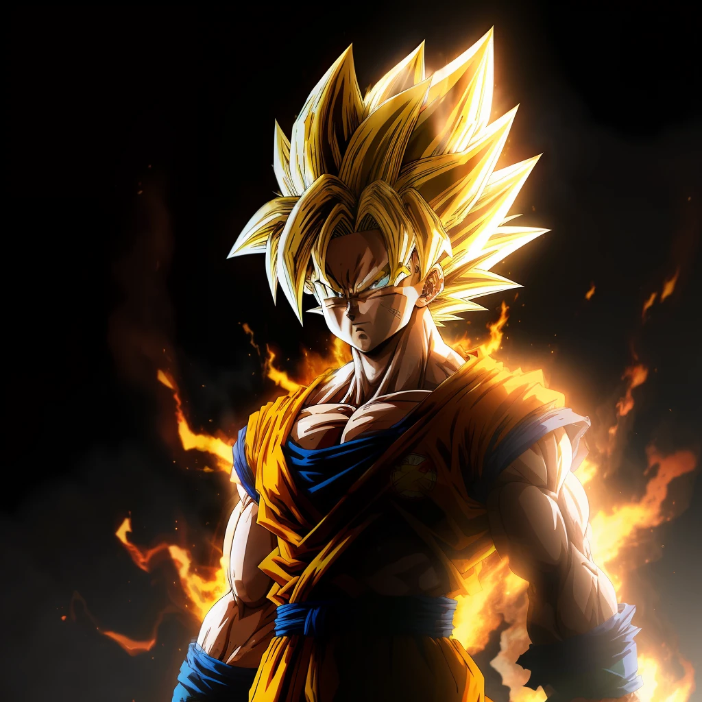 masterpiece, best quality, goku, super Saiyan, yellow hair