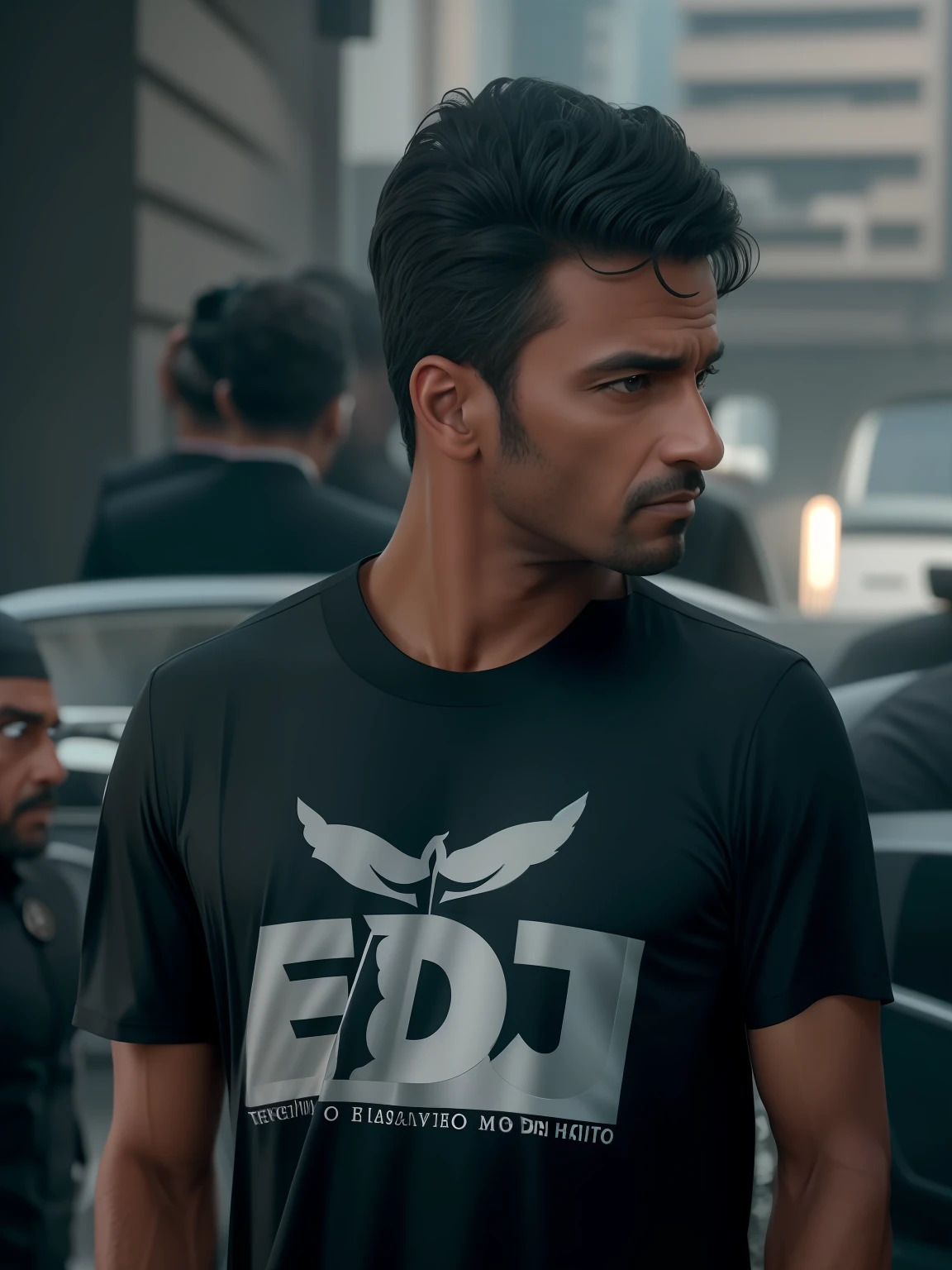 um homem de terno e gravata preta, cinematico 8k