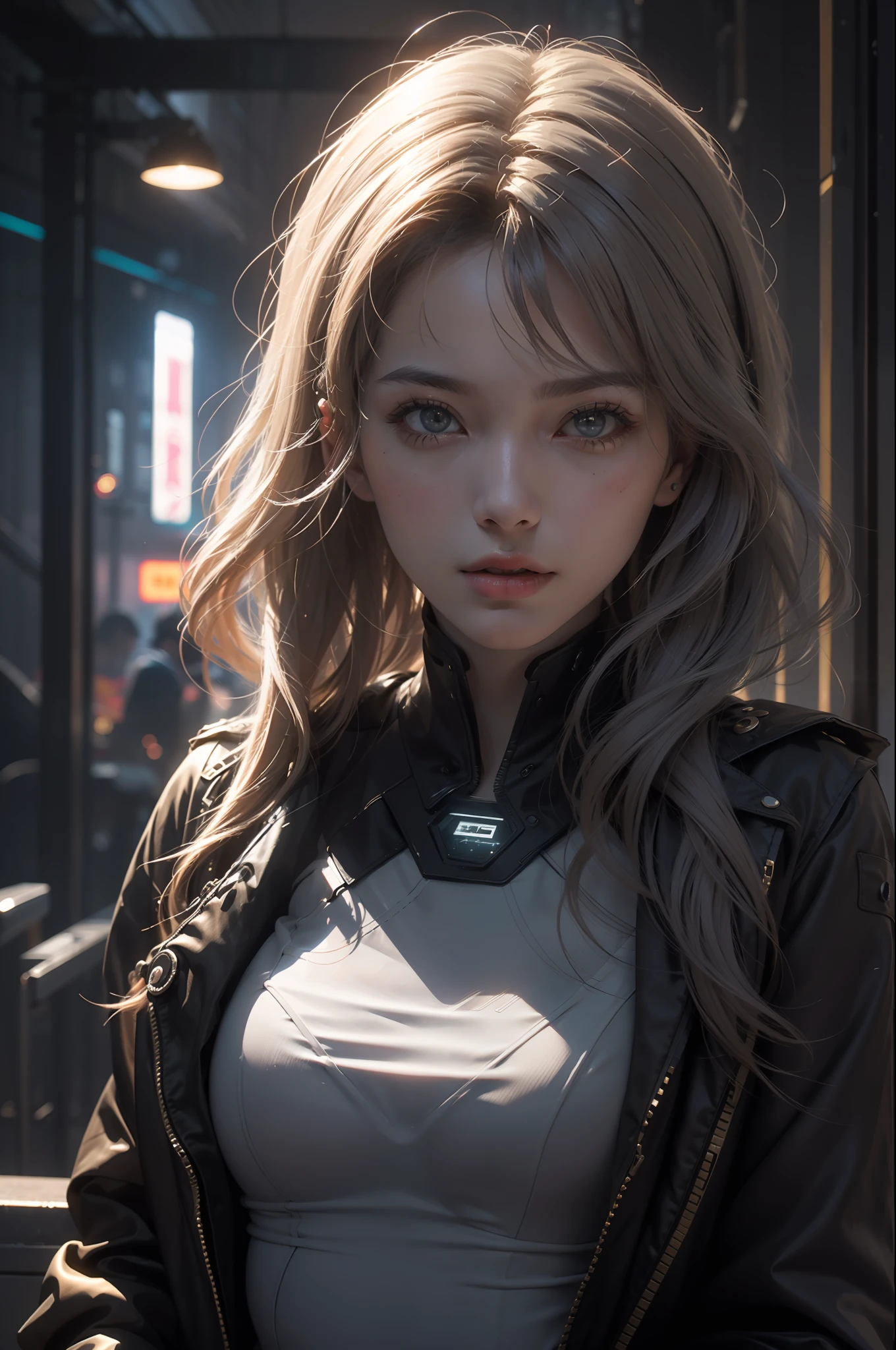 Unity 8k壁纸，((best qualtiy)), ((tmasterpiece)), (the detail:1.4), 3D, A beautiful cyberpunk female image,HDR（HighDynamicRange）,Ray traching,NVIDIA RTX,Super-Resolution,Unreal 5,Subsurface scattering、PBR Texture、post-proces、Anisotropy Filtering、depth of fields、maximum definition and sharpness、Many-Layer Textures、Albedo e mapas Speculares、Surface Coloring、Accurate simulation of light-material interactions、perfectly proportions、Octane Render、Two-colored light、largeaperture、Low ISO、White balance、the rule of thirds、8K RAW、