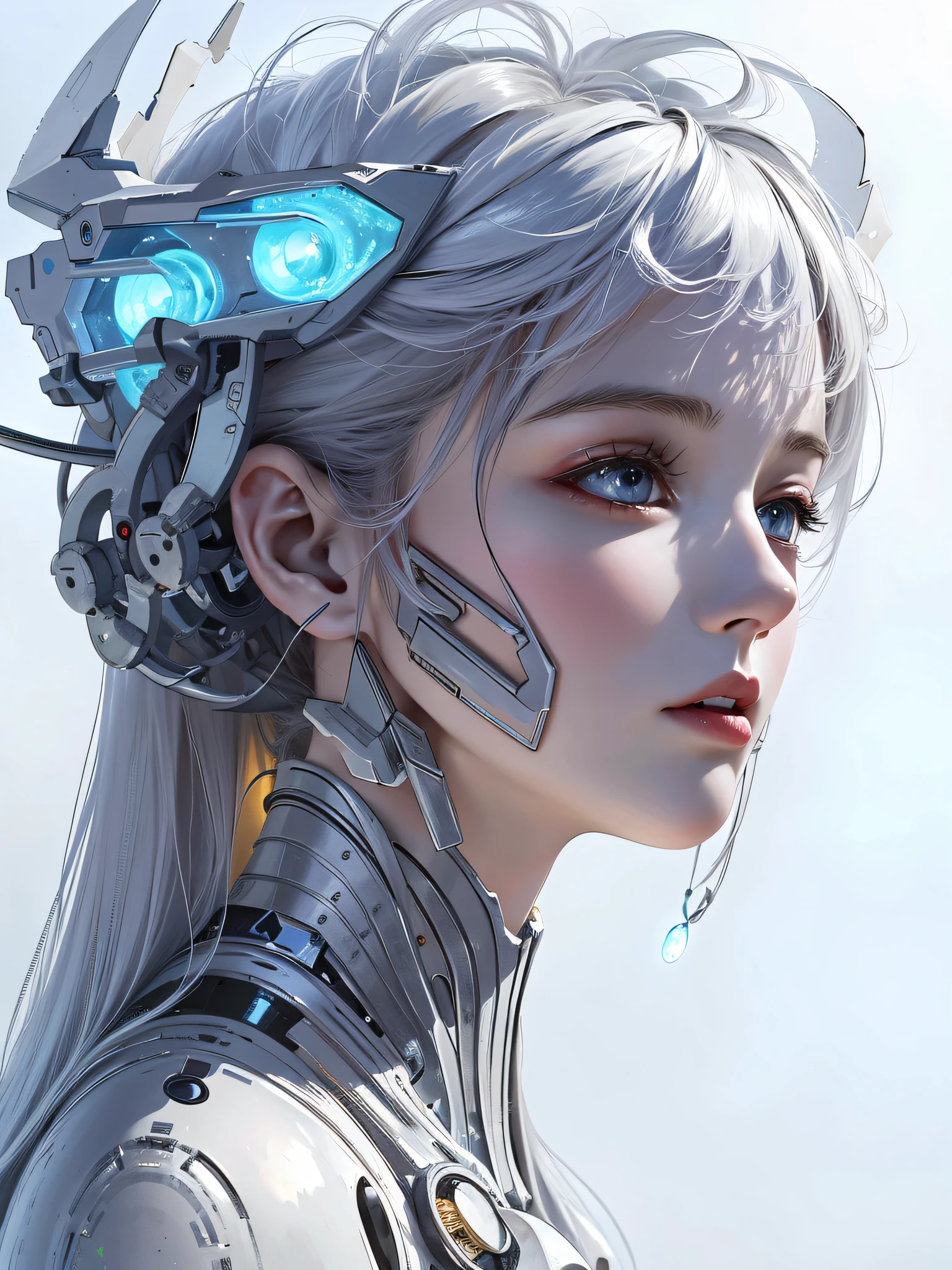 anime girl with futuristic headpiece and futuristic hair, cute cyborg girl, beutiful white girl cyborg, beutiful girl cyborg, cyborg - girl with silver hair, cyborg girl, perfect anime cyborg woman, beautiful digital artwork, beautiful cyborg girl, perfect android girl, cyborg - girl, portrait beautiful sci - fi girl, 4k highly detailed digital art, beautiful female android!
