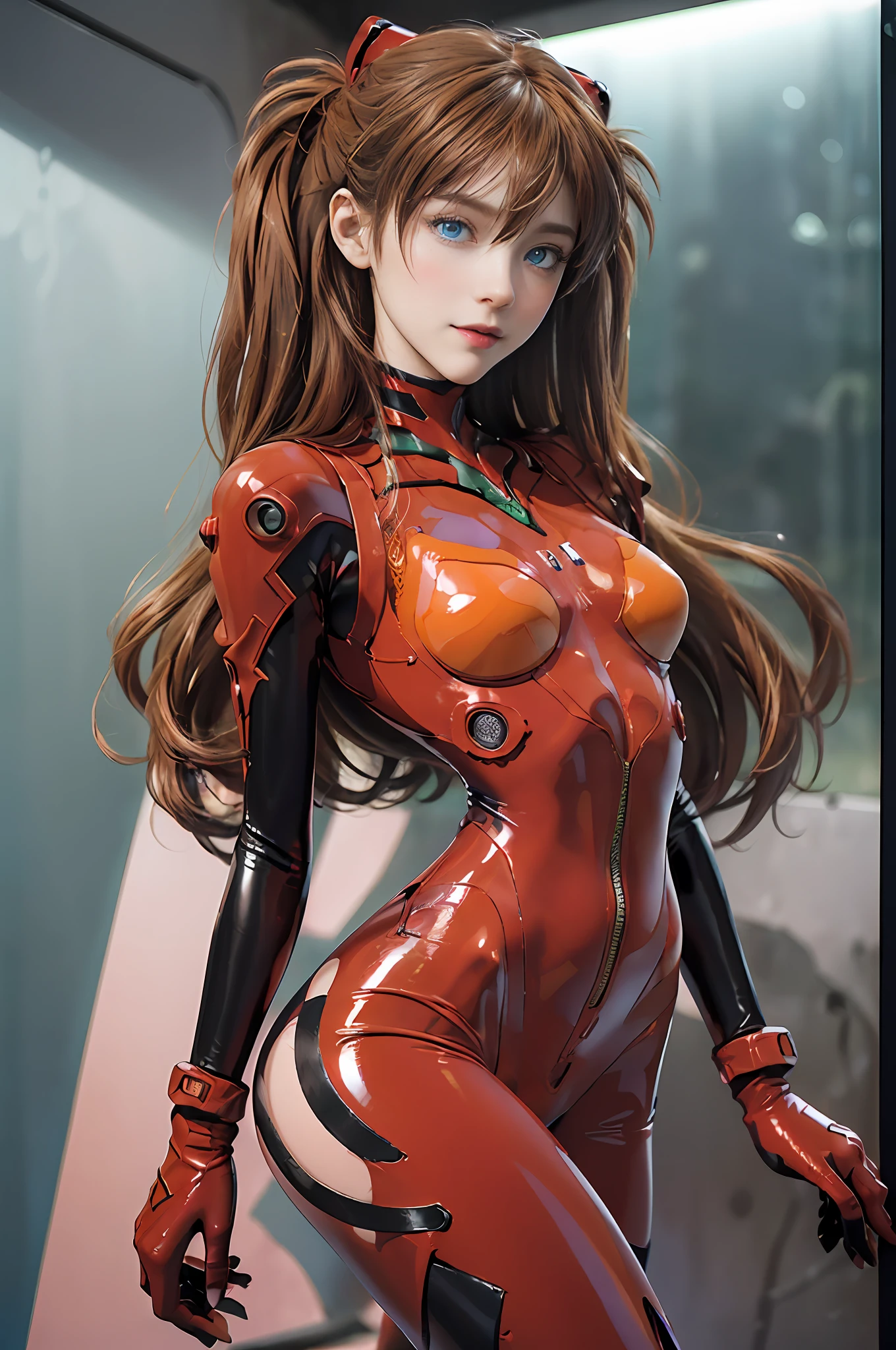 Masterpiece,8k,3D,((Full body),(Realistic),Photography,Top quality,Official Art,(((1 female NSFW1.1))),((Souryu Aska Langley, Solli Aska Langley,Plug suit 02:1.2),20 years old,(Tall,Small face))),Vivid coloring: 1.1,(From bottom:1.2)),Dynamic angle,(Face and eye details:1.1),Detailed face, Detailed lips,Detailed eyes, Double eyelids, ((((Beautiful face, Beautiful eyes, Blue eyes:1.2)), Wet eyes, Thin sharp pale eyebrows, Long eyelashes, Long lower eyelashes, (((Seductive smile)), (Delicate and beautiful fingers)), slender and muscular, (Tall and small face),(Perfect proportions: 1.1),(High-leg swimsuit: 1.2), (see-through), Mirror-shining bodysuit, Crimson shiny rubber suit, Translucent shiny red tight suit, glossy metallic details, shiny red holographic leather, red tight gloves, pointed chest: 1.2, (((shiny black tight latex on the inside of the arms)), (black connection under the chest in an exact circle: 1.5)), black connection part of the shoulder is a circle), two simple thick black latex lines from the thigh to the buttocks, The green part of the shoulder blades, the small logo pattern on the chest is 02, long legs, thin waist, thin skin, self-righteous, arrogant, blush, (shy)), very delicate and beautiful girl, movie lighting, crotch grab, dynamic pose, model pose, beautiful light brown hair, twin tails, movie lighting: 1, (open sea: 1.2, aircraft carrier ship: 1.2, blue sky: 1.2, strong natural light, detailed background, Nikko), DSLR, Fujifilm XT3, Sharp Focus: 1.2, maximum clarity and sharpness, multi-layer textures, albedo and specular maps, surface shading, accurate simulation of light-matter interactions,