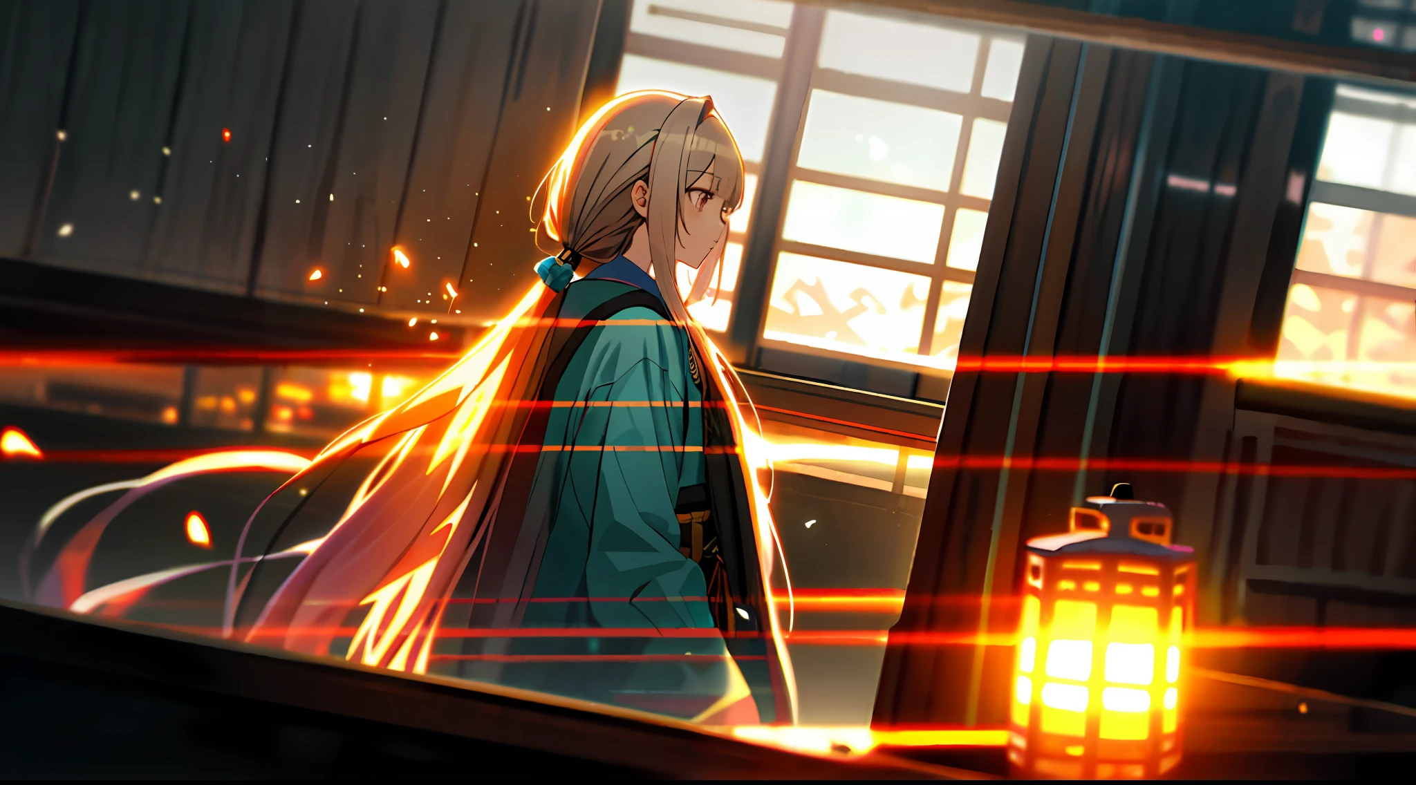 zori，glass，Long-haired girl，Vacated，Light，HD beauty CG