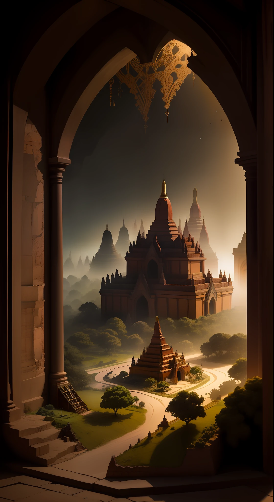 Diorama, Bagan, Myanmar, magical, dark, mysterious, supernatural