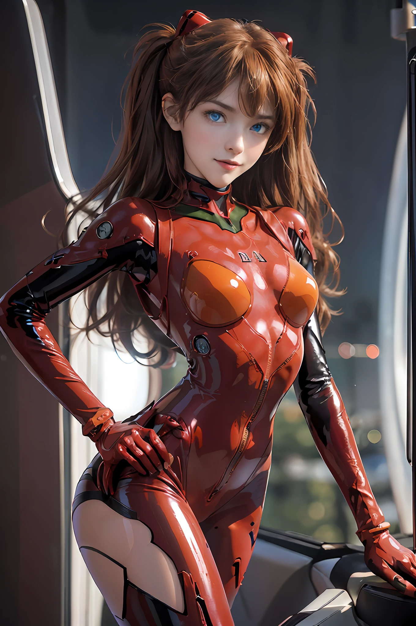 Masterpiece,8k,3D,((Full body),(Realistic),Photography,Top quality,Official Art,(((1 female NSFW1.1))),((Souryu Aska Langley, Solli Aska Langley,,Plug suit 02:1.2),(Perfect proportions: 1.1), 20 years old,(Tall,Small face))),Vivid coloring: 1.1,(From bottom:1.2)),Dynamic angle,(Face and eye details:1.1),Detailed face, Detailed lips,Detailed eyes, Double eyelids, ((((Beautiful face, Beautiful eyes, Blue eyes:1.2)), Wet eyes, Thin sharp pale eyebrows, Long eyelashes, Long lower eyelashes, (((Seductive smile)), (Delicate and beautiful fingers)), slender and muscular, (Tall and small face),micro bikini,thong bikini,(see-through), Mirror-shining bodysuit, Crimson shiny rubber suit, Translucent shiny red tight suit, glossy metallic details, shiny red holographic leather, red tight gloves, pointed chest: 1.2, (((shiny black tight latex on the inside of the arms)), (black connection under the chest in an exact circle: 1.5)), black connection part of the shoulder is a circle), two simple thick black latex lines from the thigh to the buttocks, The green part of the shoulder blades, the small logo pattern on the chest is 02, long legs, thin waist, thin skin, self-righteous, arrogant, blush, (shy)),((On board the aircraft carrier Enterprise:1.5)) very delicate and beautiful girl, movie lighting, crotch grab, dynamic pose, model pose, beautiful light brown hair, twin tails, ,(movie lighting: 1), (dramatic lighting),(open sea: 1.2, blue sky: 1.2, strong natural light, detailed background), DSLR, Fujifilm XT3, Sharp Focus: 1.2, maximum clarity and sharpness, multi-layer textures, albedo and specular maps, surface shading, accurate simulation of light-matter interactions,
