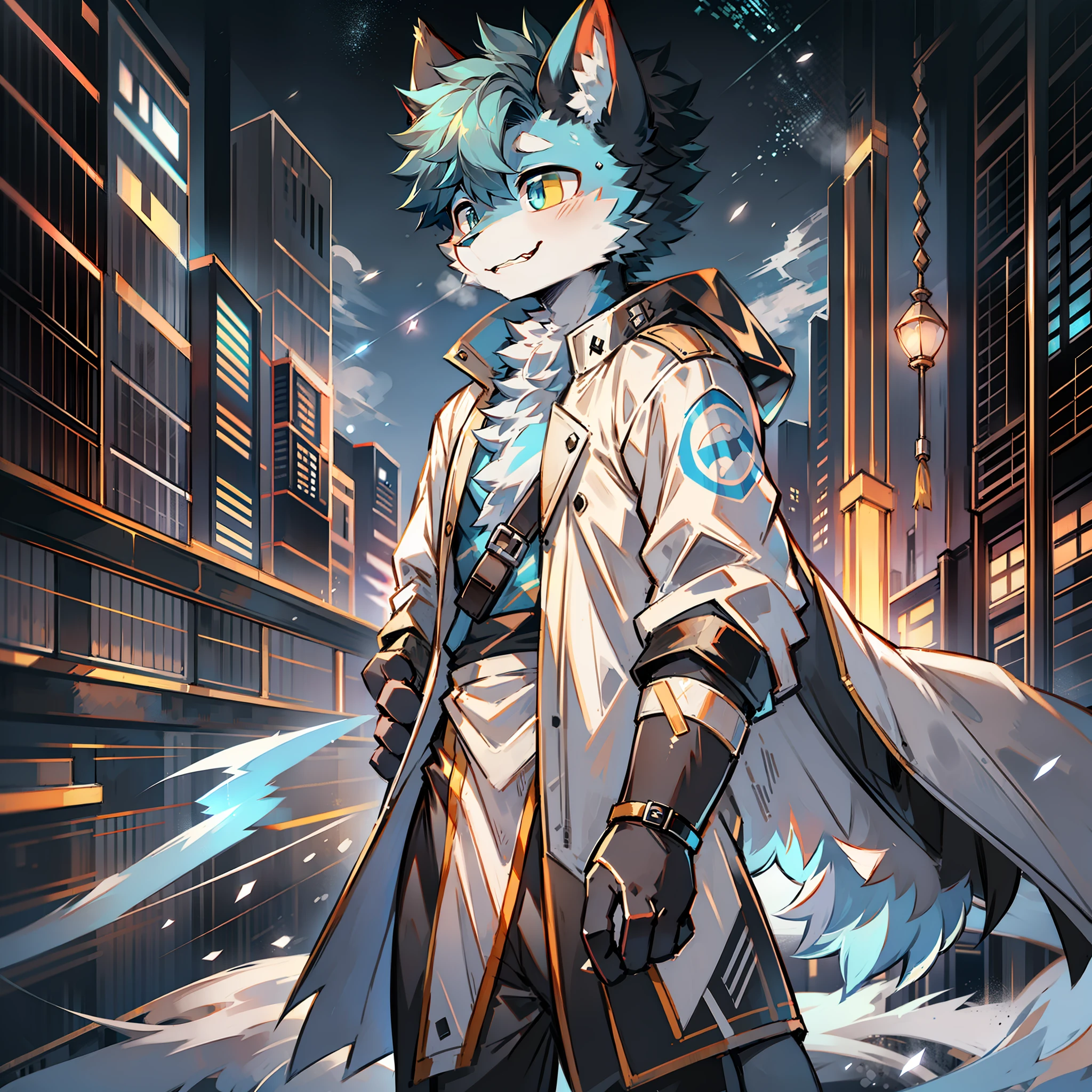 Cybermetropolis，Thunder，drifting snow，Male blue cat，Chinese trench coat，Quantum ghost，firmament，shoun