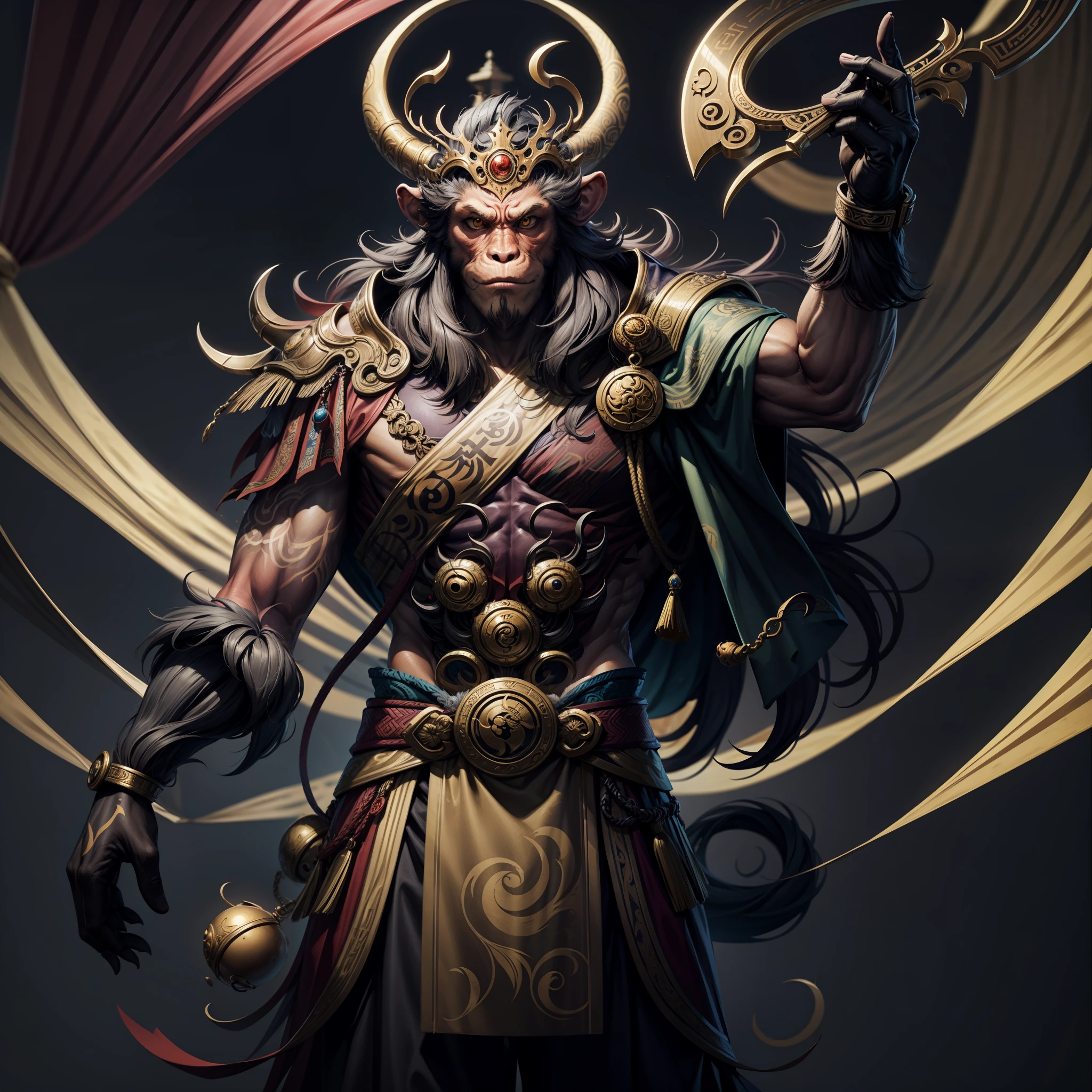 Monkey King Cafe, flags, vectorial, line art, designs, inspiration, straightened, 对称 --auto