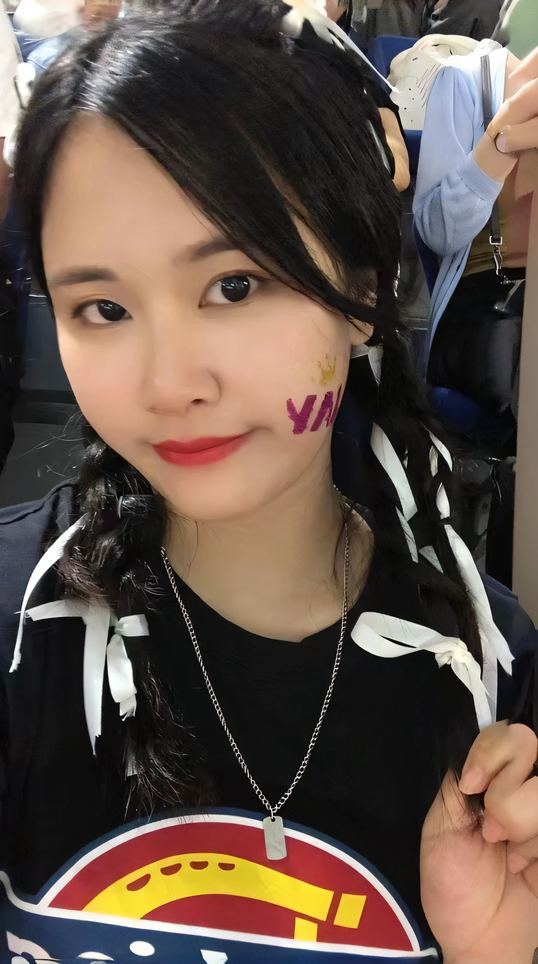 Allard woman in black shirt and red and yellow face paint, wan adorable korean face, Ruan cute vtuber, personal profile picture, sakimichan, wenfei ye, xision wu, inspired by Ma Yuanyu, Korean girl, young cute wan asian face, Profile image, beautiful Korean women, inspired by Sim Sa-jeong