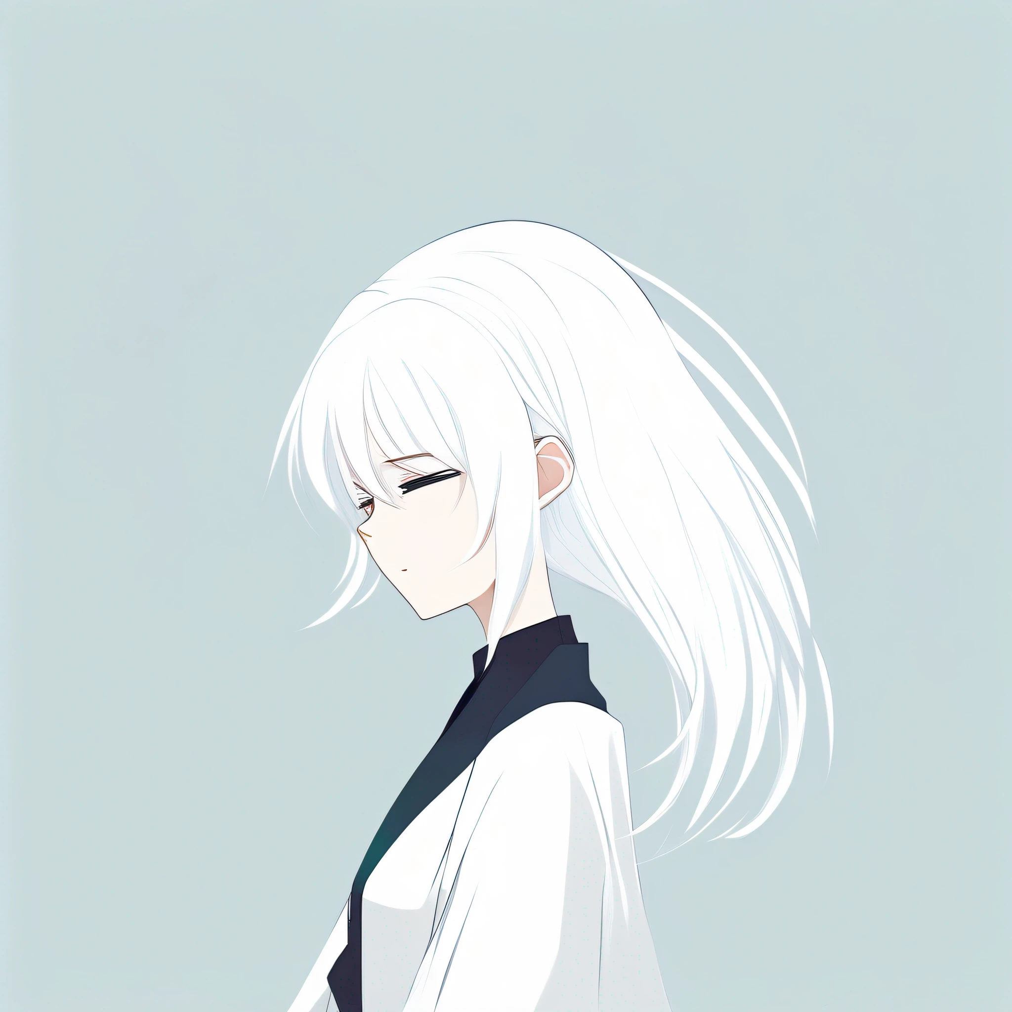 white hair, anime, Minimalism