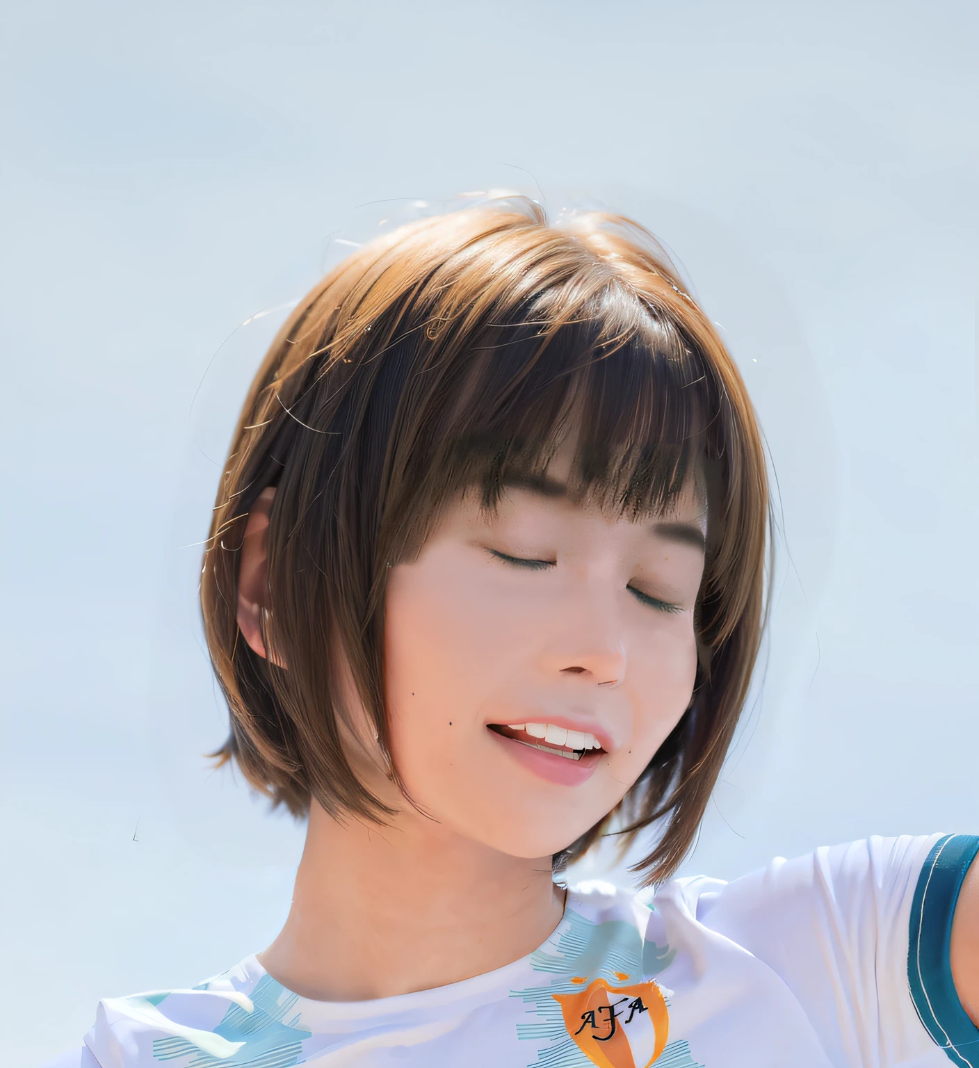 (((short hair girl))), (((Short hair))), (((short hair girl))), (((pale skin))), (((High resolution))), (((Keep your hair clean)),(((Clean the background))),