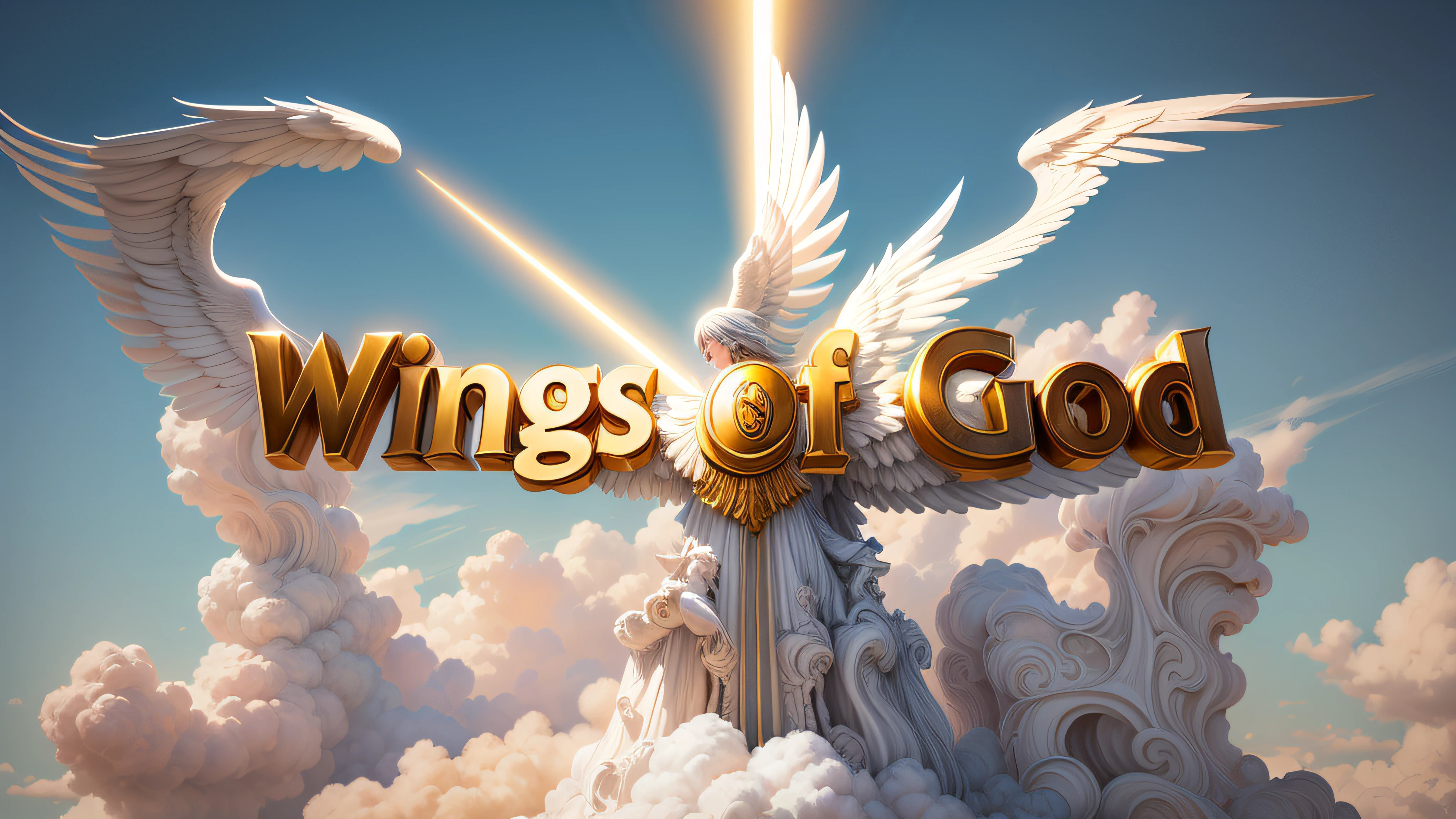 Um logo luxuoso, angelic-themed, com o titulo Wings of God