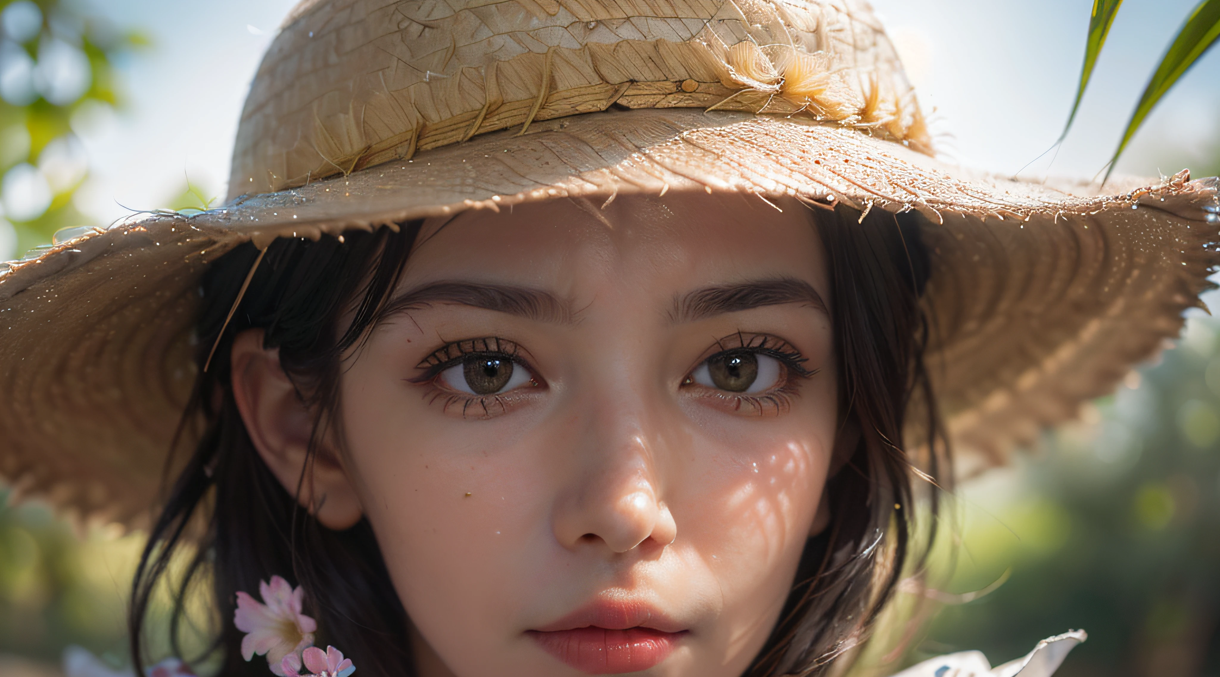 (extreme close up:1.5), (face focus:2),(Style of ???? ???:1.5),
((side face:2)),(1girl surrounded by soft_light:1.5), (backlighting:1.8), (lighting),(flowing fabric:1.3), ((Floral_summer_dress:1.5),(Straw_hat:1.3)),
(masterpiece), realistic, HDR, highly detailed, 8k, raw photo,
ambient occlusion, natural, harmonious composition, warm tones, fine art photography,