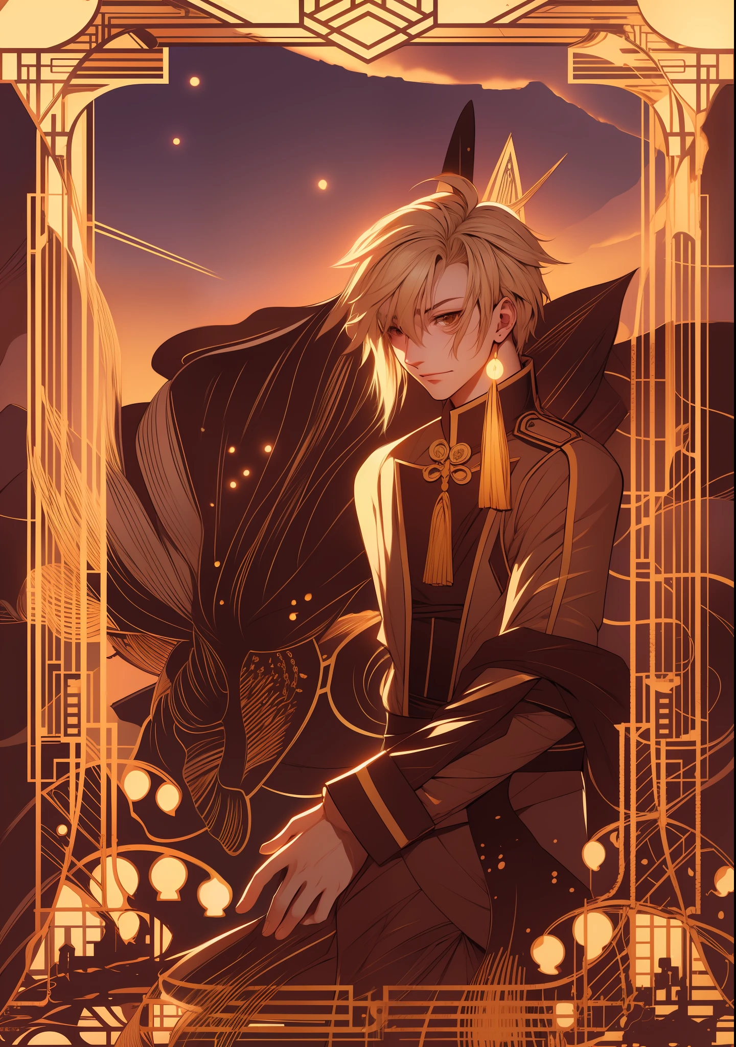 anime - style picture of a man with a sword and a dragon, tsubasa chronicles, inspired by Sakai Hōitsu, okita sougo, beautiful androgynous prince, inspired by Yamagata Hiro, portrait of magical blond prince, delicate androgynous prince, anime art nouveau cosmic display, anime art nouveau, shigenori soejima illustration,by Morgan Russell, tara mcpherson, mordancage, inspired by Joseph Morgan Henninger, art nouveau! cyberpunk! style, abigail larson, by Jacqui Morgan, art nouveau cyberpunk! style, manga drawing, detailed anime art, manga illustration, anime sketch, a manga drawing, loli, japanese anime artist drawn, during golden hour, photo from vogue magazine, golden hour sunset lighting, golden hour sunlight, shot at golden hour, soft golden hour lighting, sparkling in the sunlight, from girls frontline, kda, from arknights, artwork in the style of guweiz, mysterious coffee shop girl, fine details. girls frontline, by Shitao, girls frontline style, highly detailed exquisite fanart, in a bright cafe, kawacy, high quality fanart,masterpiece, best quality, (extremely detailed CG unity 8k wallpaper), (best quality), (best illustration), (best shadow), absurdres, realistic lighting, inspired by Joseph Morgan Henninger, art nouveau! cyberpunk! style, abigail larson, by Jacqui Morgan, art nouveau cyberpunk! style, manga drawing, detailed anime art, manga illustration, anime sketch, a manga drawing, loli, japanese anime artist drawn, during golden hour, photo from vogue magazine, golden hour sunset lighting, golden hour sunlight, shot at golden hour, soft golden hour lighting, sparkling in the sunlight, from girls frontline, kda, from arknights, artwork in the style of guweiz, mysterious coffee shop girl, fine details. girls frontline, by Shitao, girls frontline style, highly detailed exquisite fanart, in a bright cafe, kawacy, high quality fanart,masterpiece, best quality, (extremely detailed CG unity 8k wall, absurdres, realistic lighting, (Abyss), beautiful detailed glow