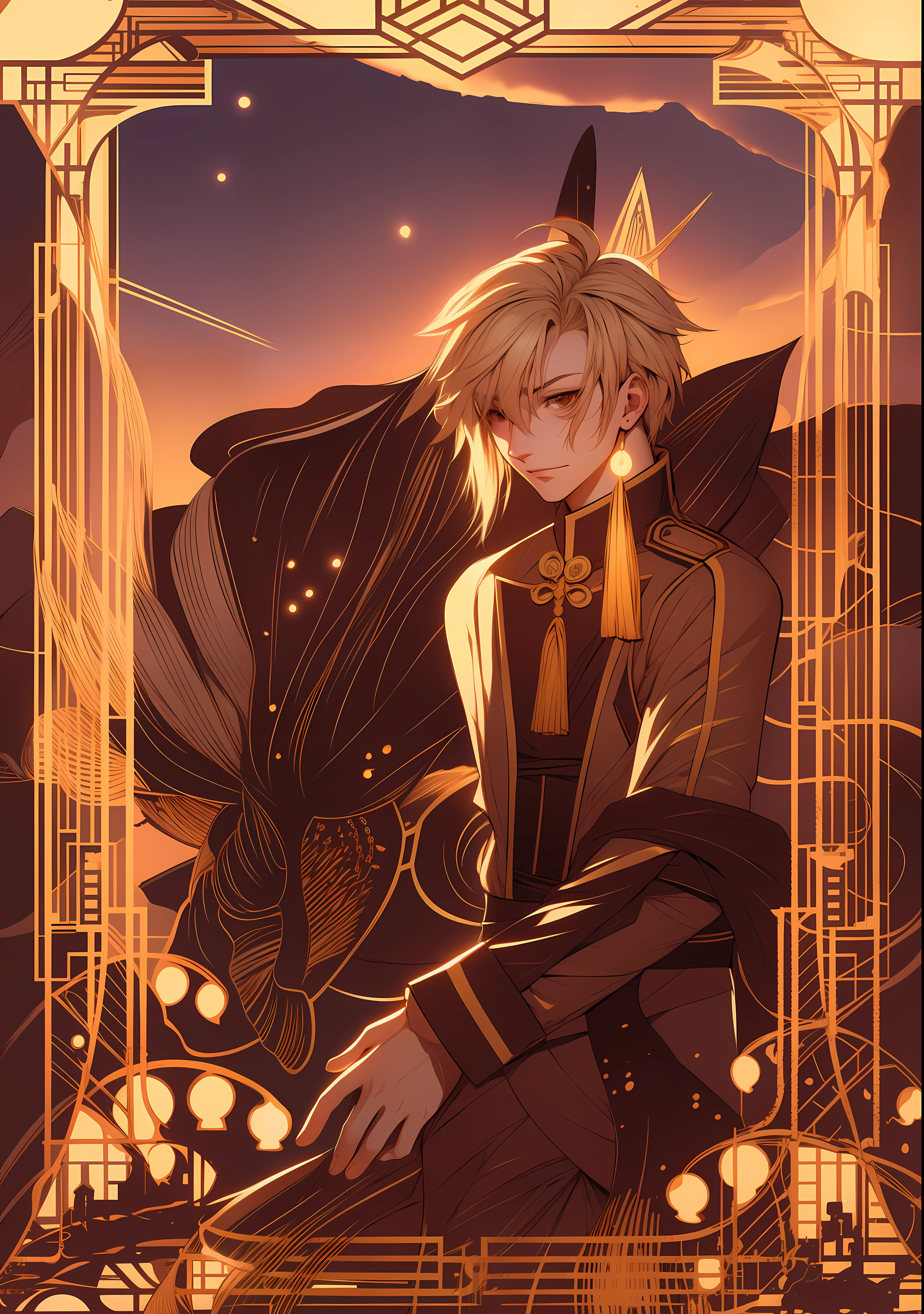 anime - style picture of a man with a sword and a dragon, tsubasa chronicles, inspired by Sakai Hōitsu, okita sougo, beautiful androgynous prince, inspired by Yamagata Hiro, portrait of magical blond prince, delicate androgynous prince, anime art nouveau cosmic display, anime art nouveau, shigenori soejima illustration,by Morgan Russell, tara mcpherson, mordancage, inspired by Joseph Morgan Henninger, art nouveau! cyberpunk! style, abigail larson, by Jacqui Morgan, art nouveau cyberpunk! style, manga drawing, detailed anime art, manga illustration, anime sketch, a manga drawing, , japanese anime artist drawn, during golden hour, photo from vogue magazine, golden hour sunset lighting, golden hour sunlight, shot at golden hour, soft golden hour lighting, sparkling in the sunlight, from girls frontline, kda, from arknights, artwork in the style of guweiz, mysterious coffee shop girl, fine details. girls frontline, by Shitao, girls frontline style, highly detailed exquisite fanart, in a bright cafe, kawacy, high quality fanart,masterpiece, best quality, (extremely detailed CG unity 8k wallpaper), (best quality), (best illustration), (best shadow), absurdres, realistic lighting, inspired by Joseph Morgan Henninger, art nouveau! cyberpunk! style, abigail larson, by Jacqui Morgan, art nouveau cyberpunk! style, manga drawing, detailed anime art, manga illustration, anime sketch, a manga drawing, lolipanese anime artist drawn, during golden hour, photo from vogue magazine, golden hour sunset lighting, golden hour sunlight, shot at golden hour, soft golden hour lighting, sparkling in the sunlight, from girls frontline, kda, from arknights, artwork in the style of guweiz, mysterious coffee shop girl, fine details. girls frontline, by Shitao, girls frontline style, highly detailed exquisite fanart, in a bright cafe, kawacy, high quality fanart,masterpiece, best quality, (extremely detailed CG unity 8k wall, absurdres, realistic lighting, (Abyss), beautiful detailed glow