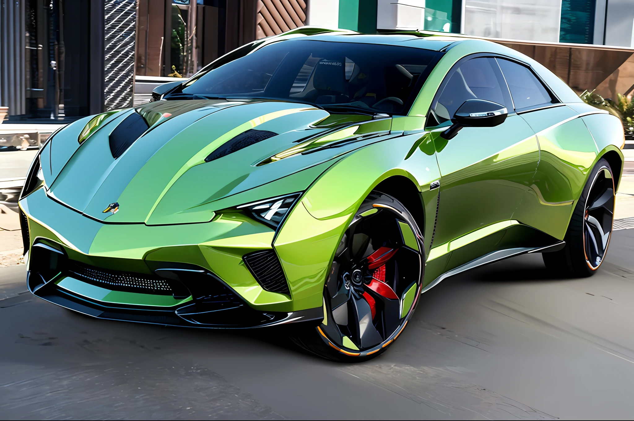 (masterpiece, best quality:1.2), ultra-detailed, EdobCar, (realistic:1.5), ((green color))