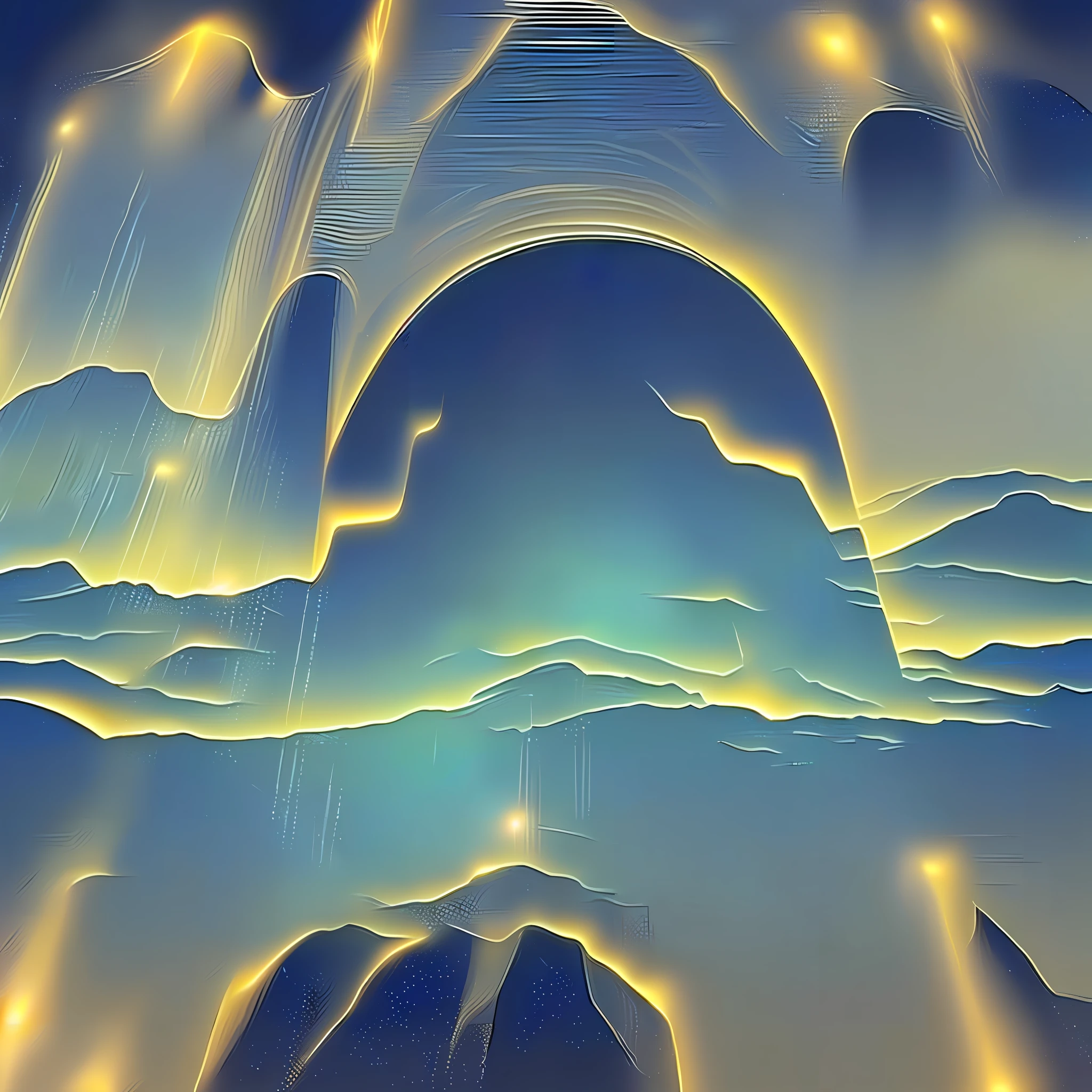 the night,Above the clouds there are indescribable shapes,The back of a person below。