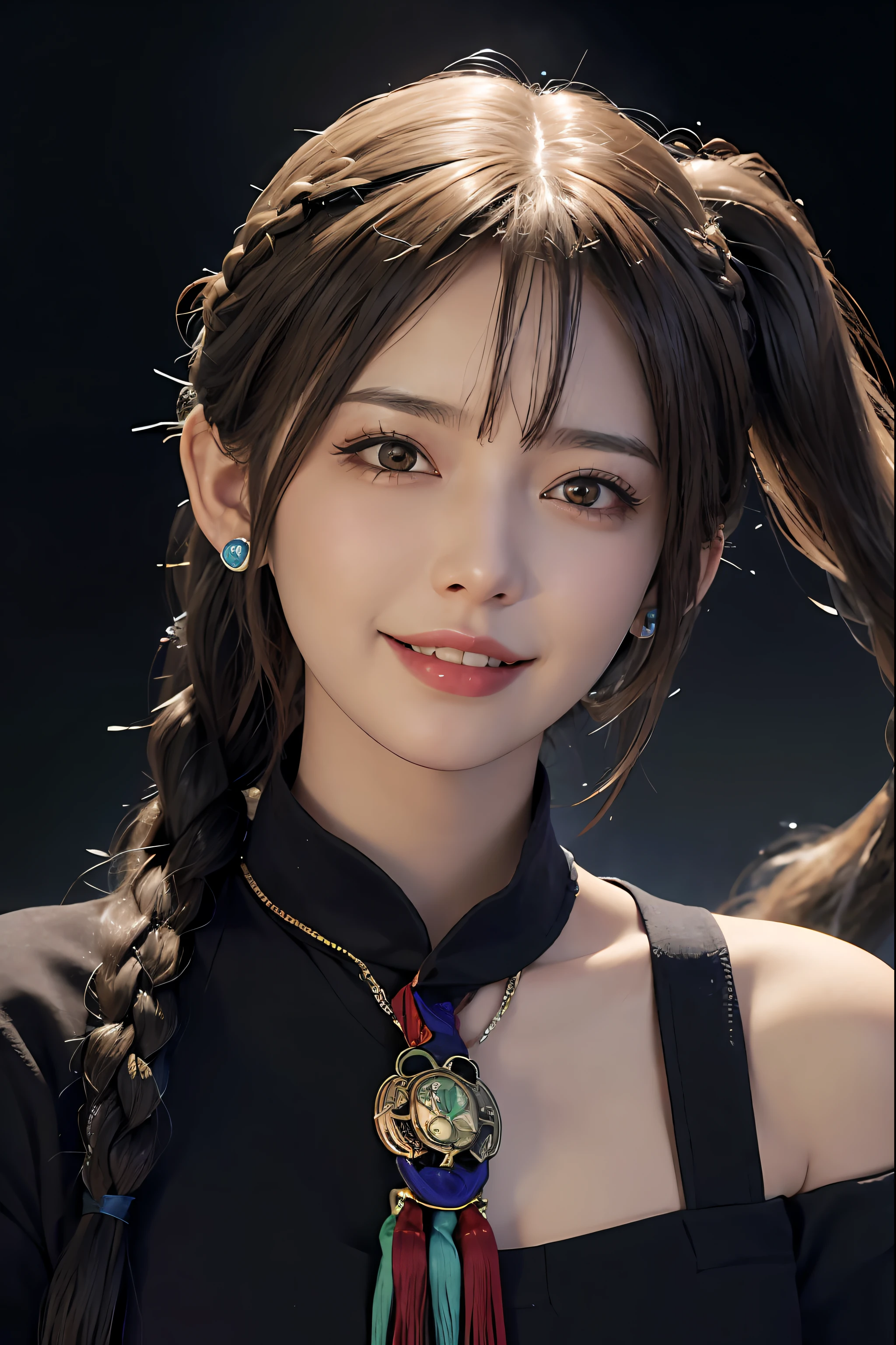 1girl,photorealistic,naughty face, white hair,rolling_eyes,ahegao, open mouth, evil smile, srtong wind,twin_braids, earrings, jewelry, animal,