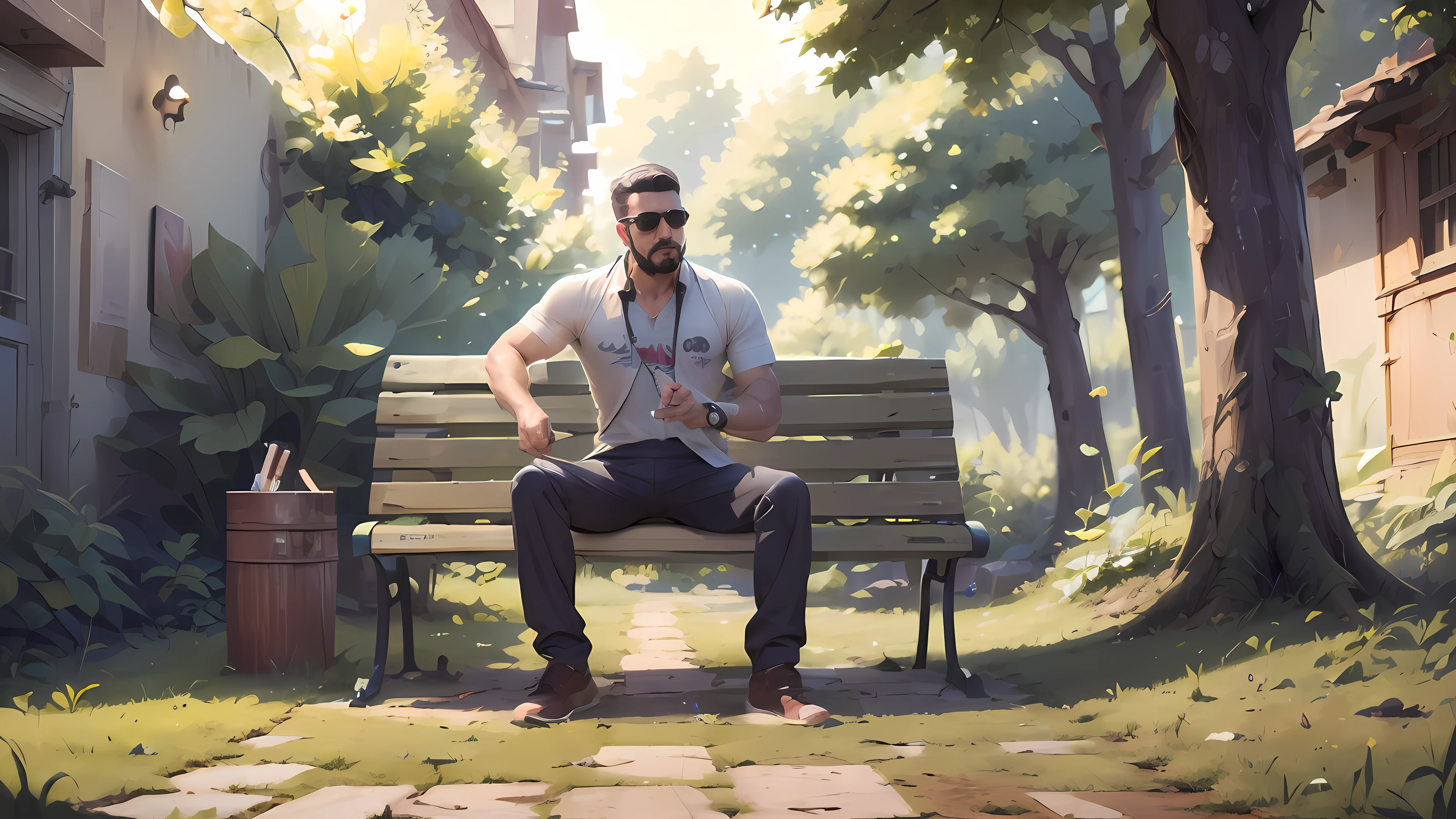 (masterpiece:1.5),(bestquality),highlydetailed,ultra-detailed,(outdoor),(bench),(phonecall),(cigarettebutt),(dropped),(brother)
