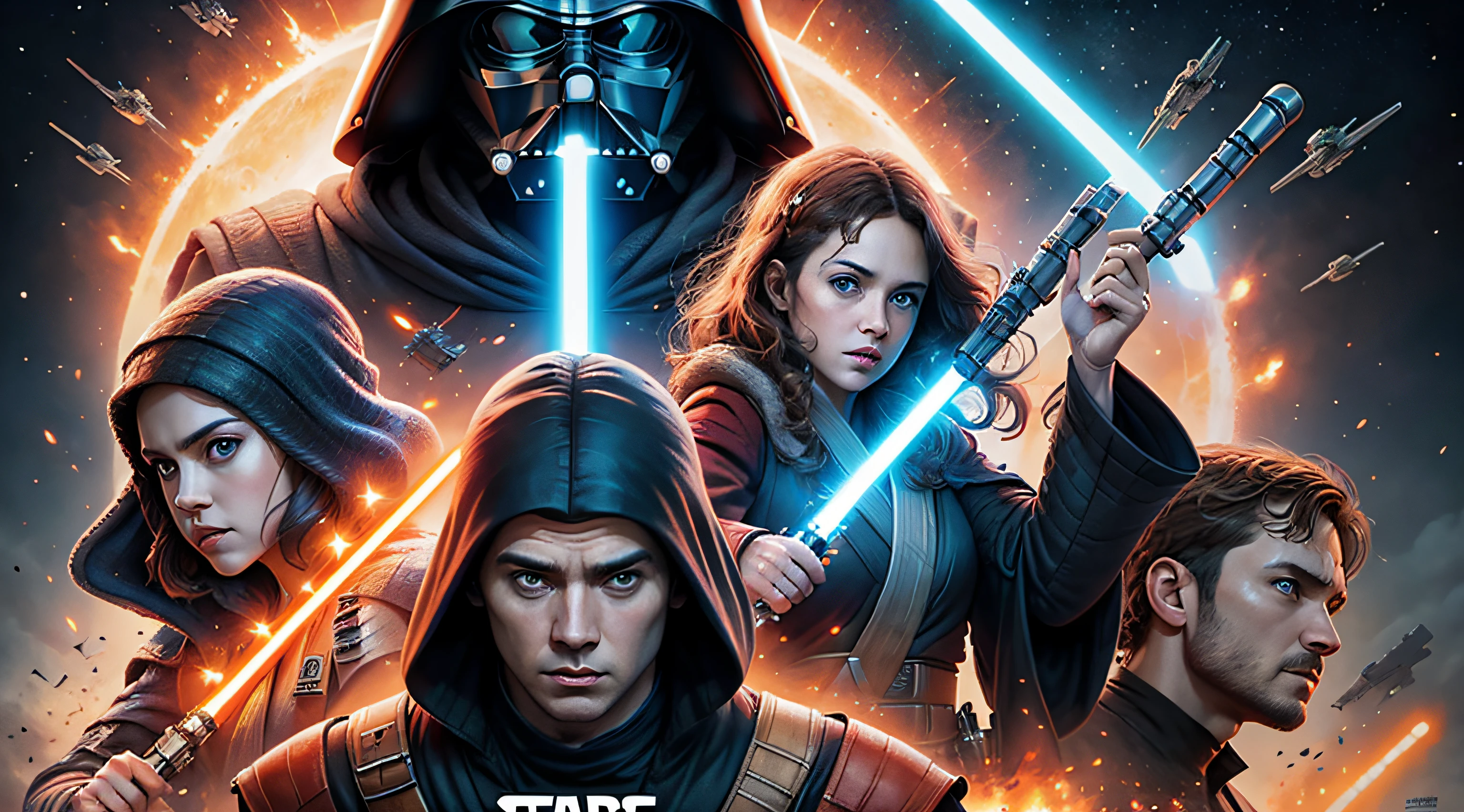 Epic Star Wars movie poster, detalles, 8k