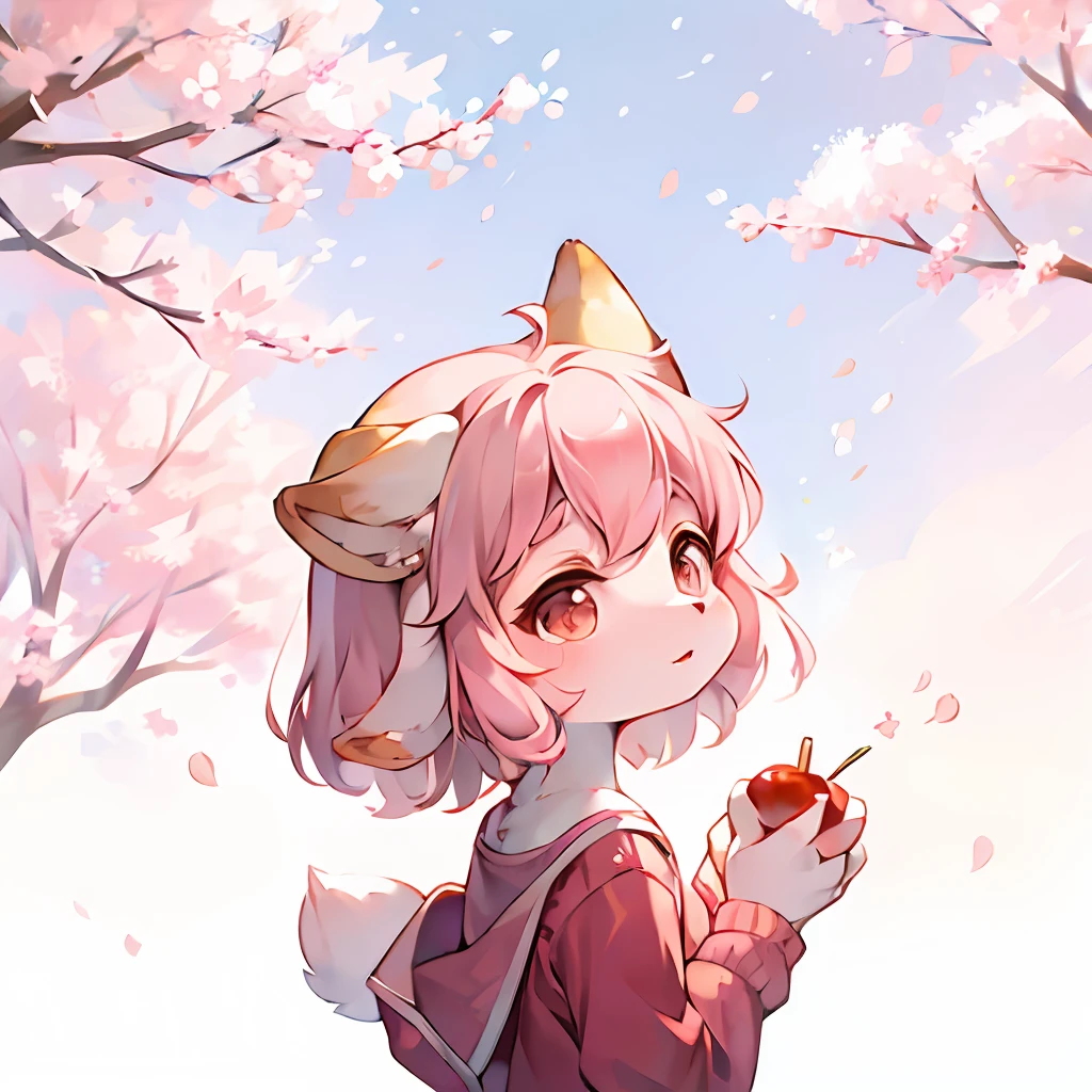 charming scene of a (furry anthro) sheeps_Baby girl says pink cherry blossoms