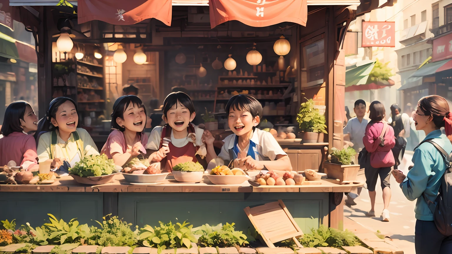 (tableDiffusion:1.5),(bestquality),(smiling),(laughter),(crowd),(people),(solo),(street),(happiness),(joyful),(vibrant)