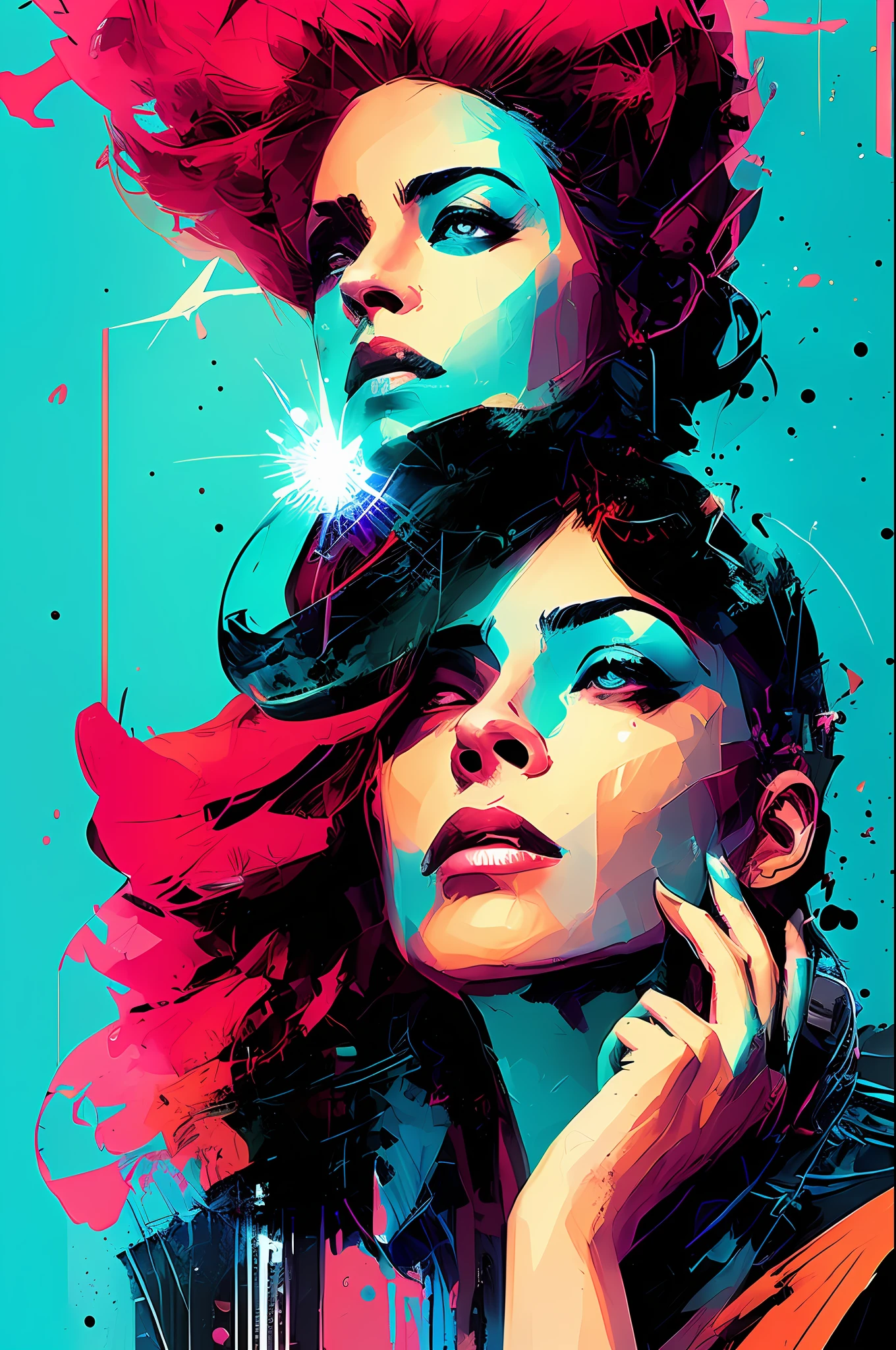 snthwve style nvinkpunk beautiful confident man, blue eyes, long air, cool body language, by jeremy mann, by sandra chevrier, by dave mckean and richard avedon and maciej kuciara, punk rock, tank girl, high detailed, 4k, RTX