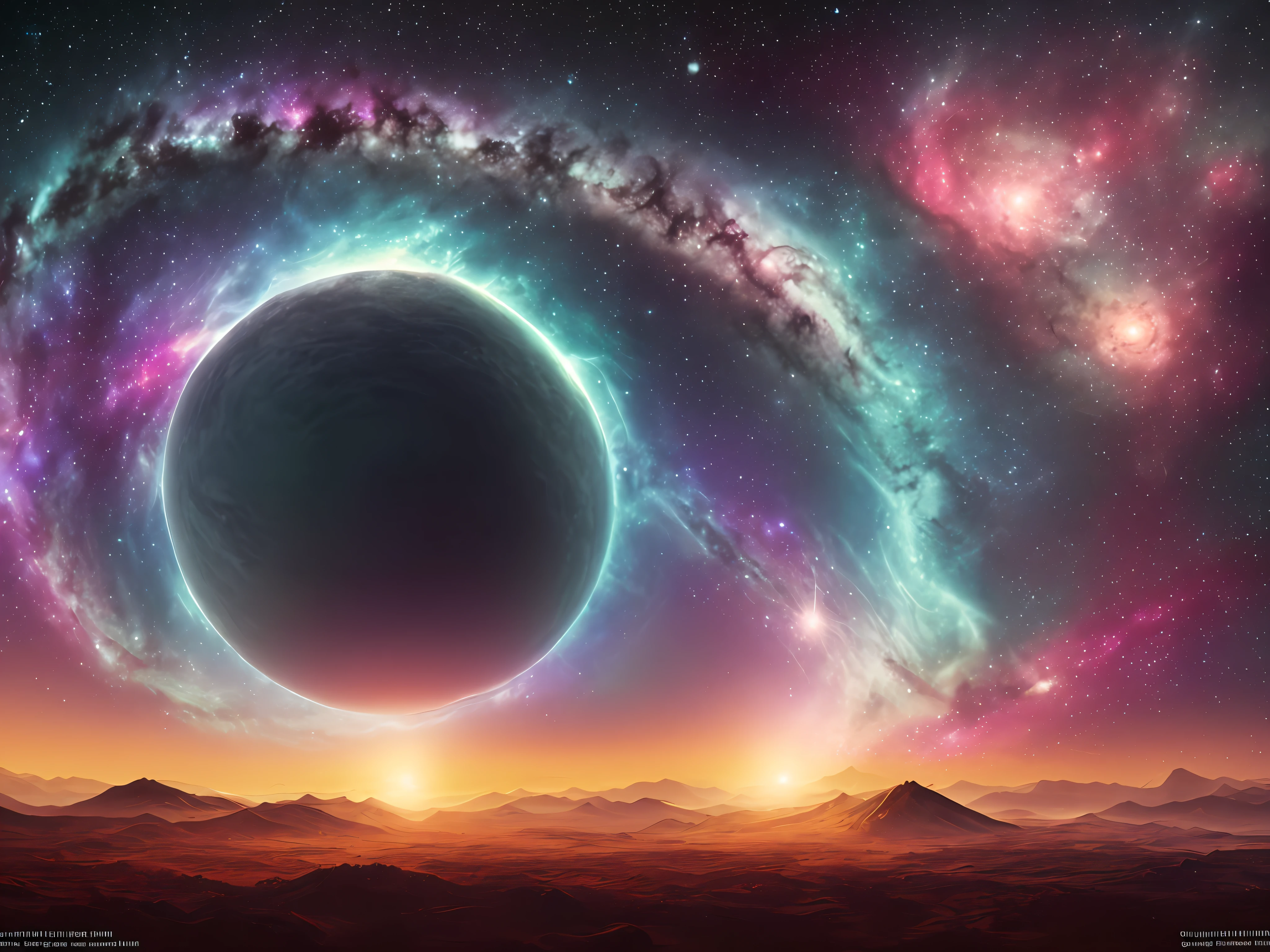 The baby's back,Unspeakable horror,torii, The universe is of infinite length, Infinite galaxies, Dangerous black holes, Exploding supernovae, Floating star, Unlimited stairs, starry Nebula, Disturbing cinematic atmosphere, Negative dark mode, Matrix atmosphere, Cloud Storm Vortex digital code