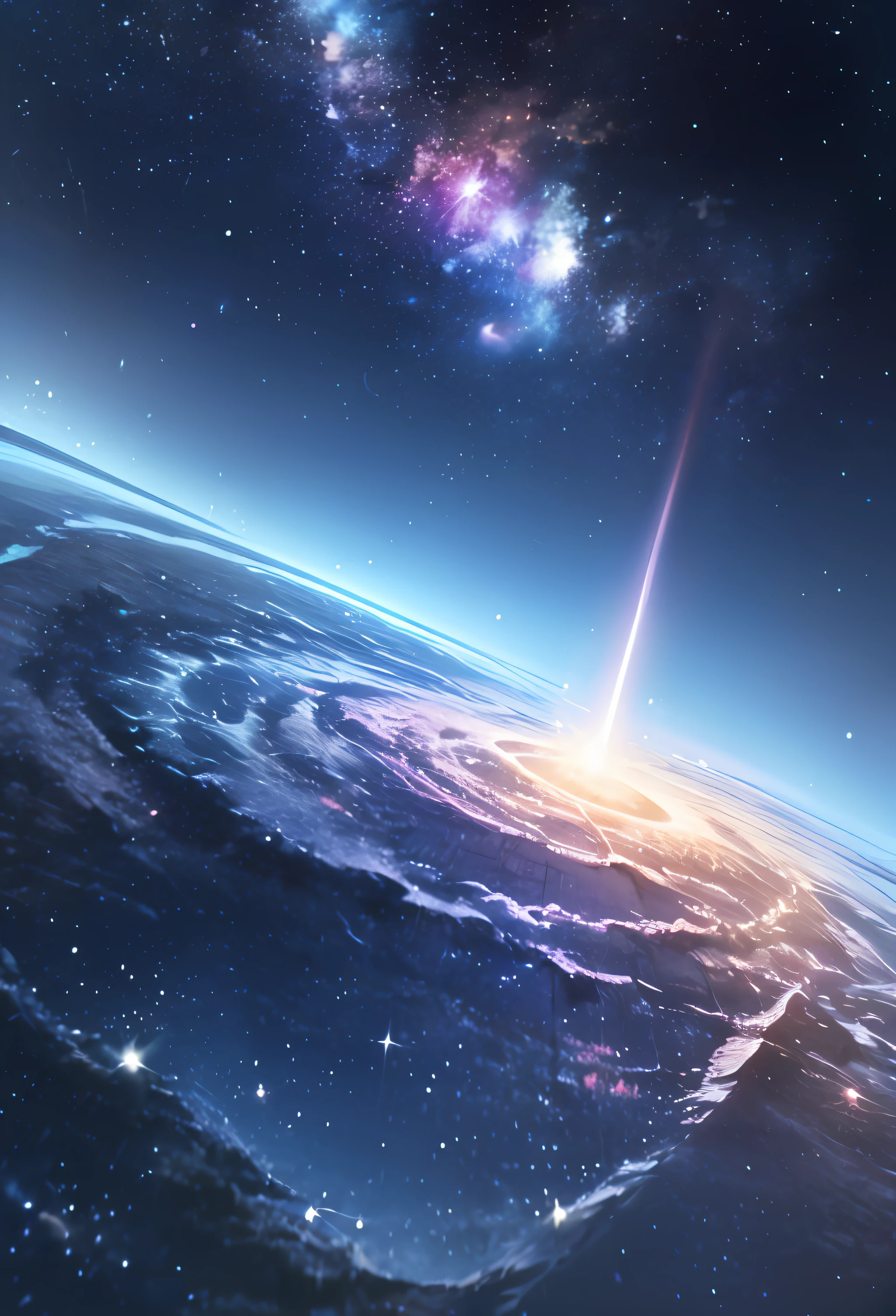 Manhwa Style，Babe，crosses， The universe is of infinite length， Infinite galaxies， Dangerous black holes， Exploding supernovae， Floating star， Unlimited stairs， starry Nebula， Disturbing cinematic atmosphere， Negative dark mode， Matrix atmosphere， Cloud Storm Vortex digital code