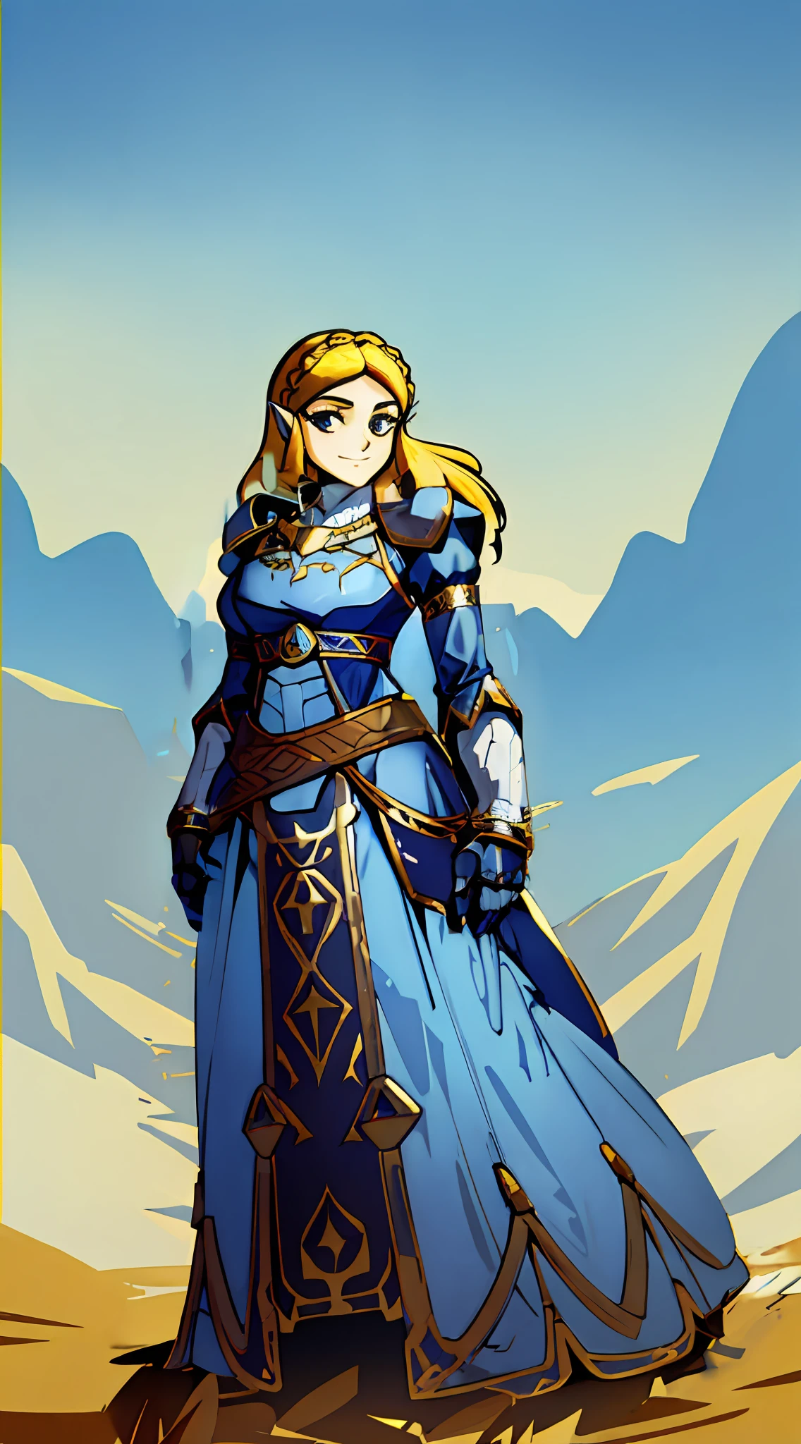 Heavy armor gauntlets, Royal Blue Gold and white armored hands, thick armored gauntlets, Heavy knight armor, Royal Blue with white highlights and gold trim, Hands resting by sides