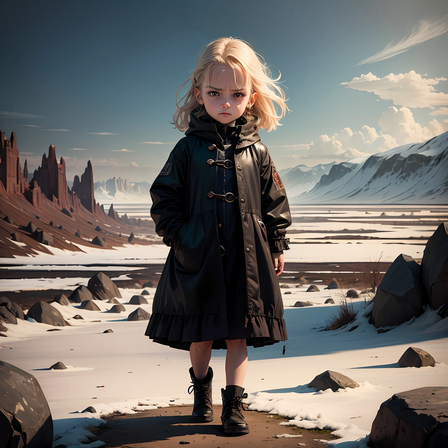 Evil child in a terrible landscape