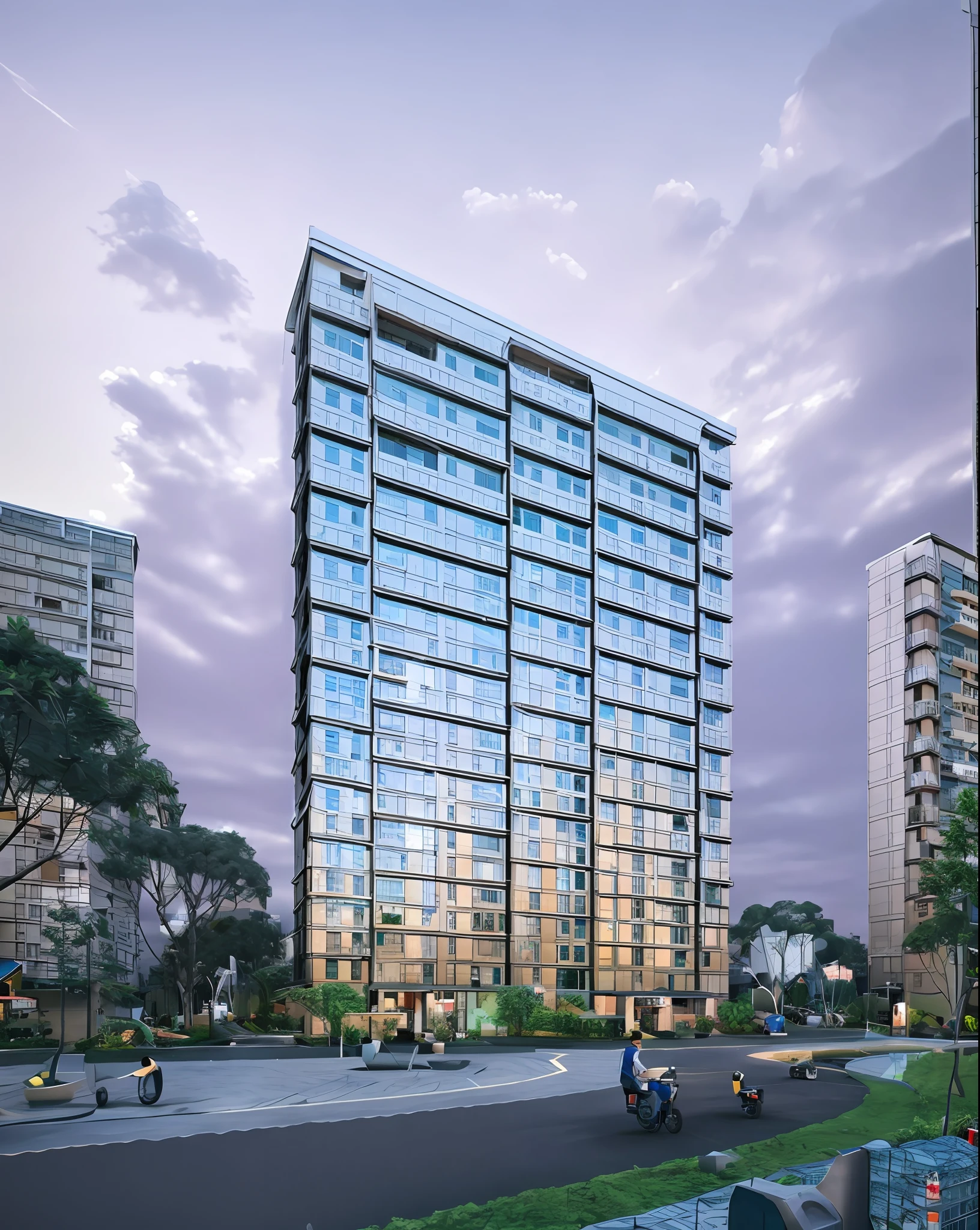 In the clear daytime cityscape,Metal steel structure buildings appeared。It presents the intricate details appreciated by high-density imaging reviews,It's as if it's an ultra-realistic 3D rendering。It's like it was in a movie。