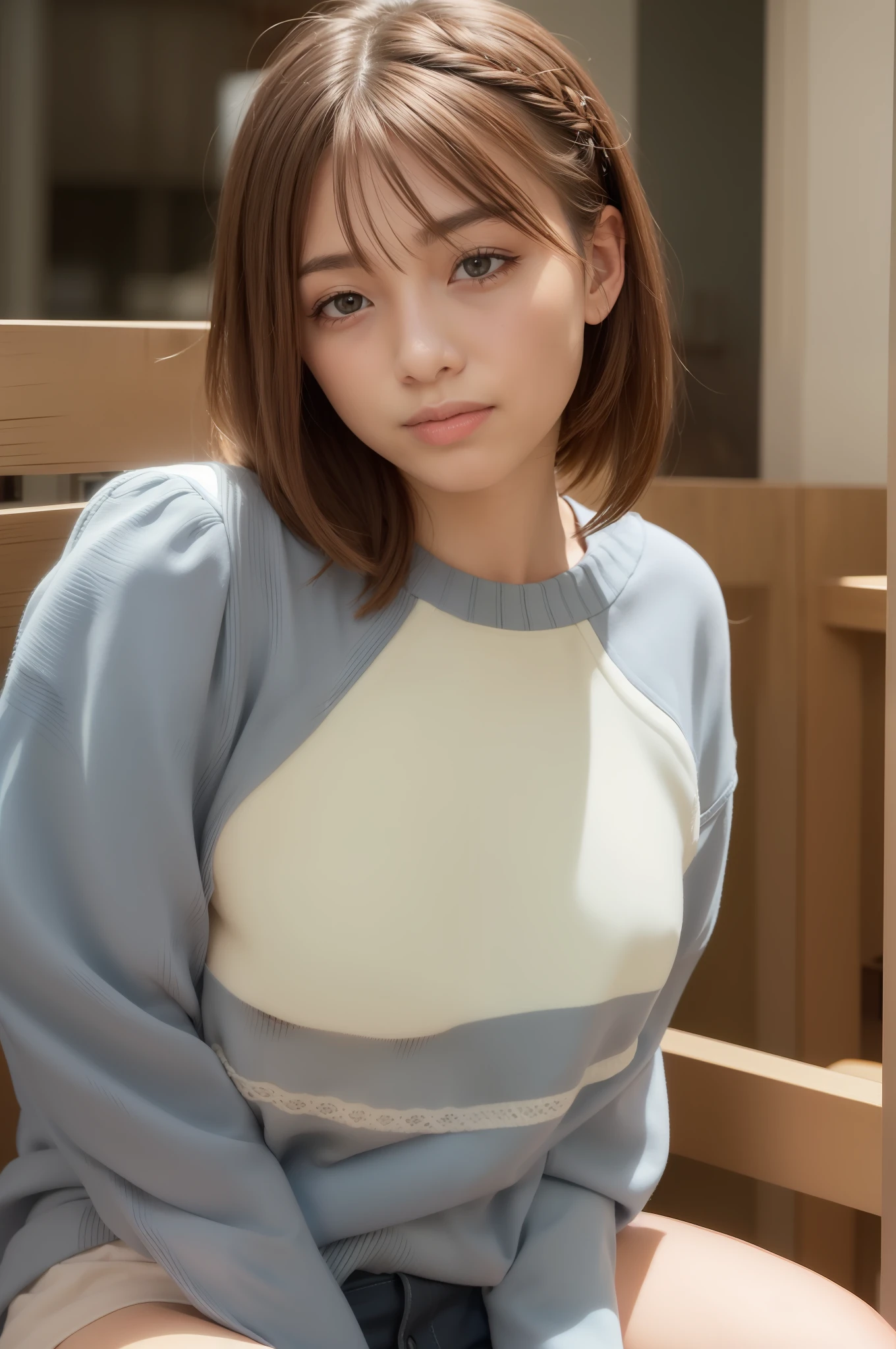 brown, short, braided hair
