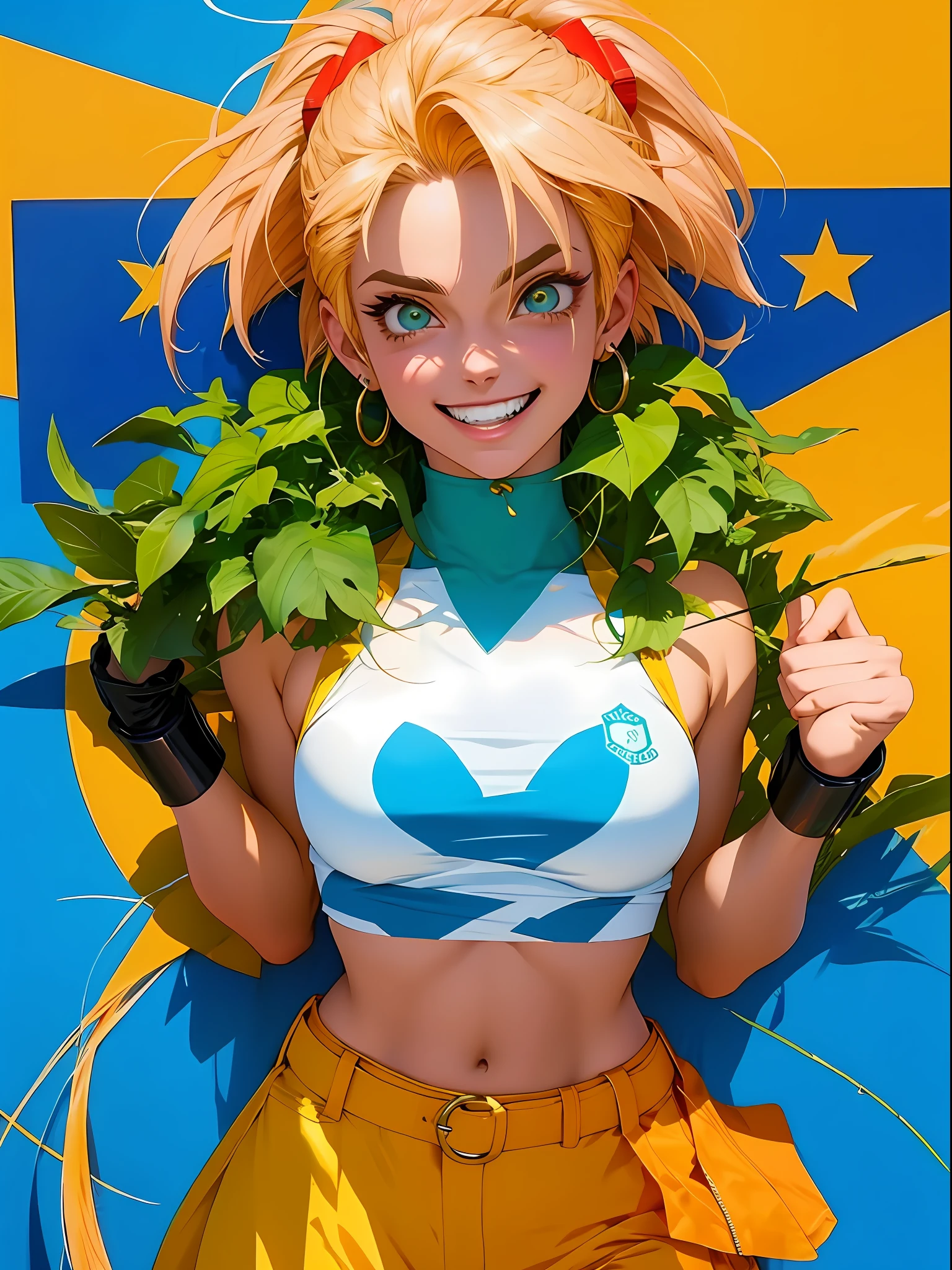 Corpo inteiro, master part, best quality, Super Detalhe, 8k,1mulher adulta, Tank Girl com cara de maluca, sorriso malicioso , cabelo moicano