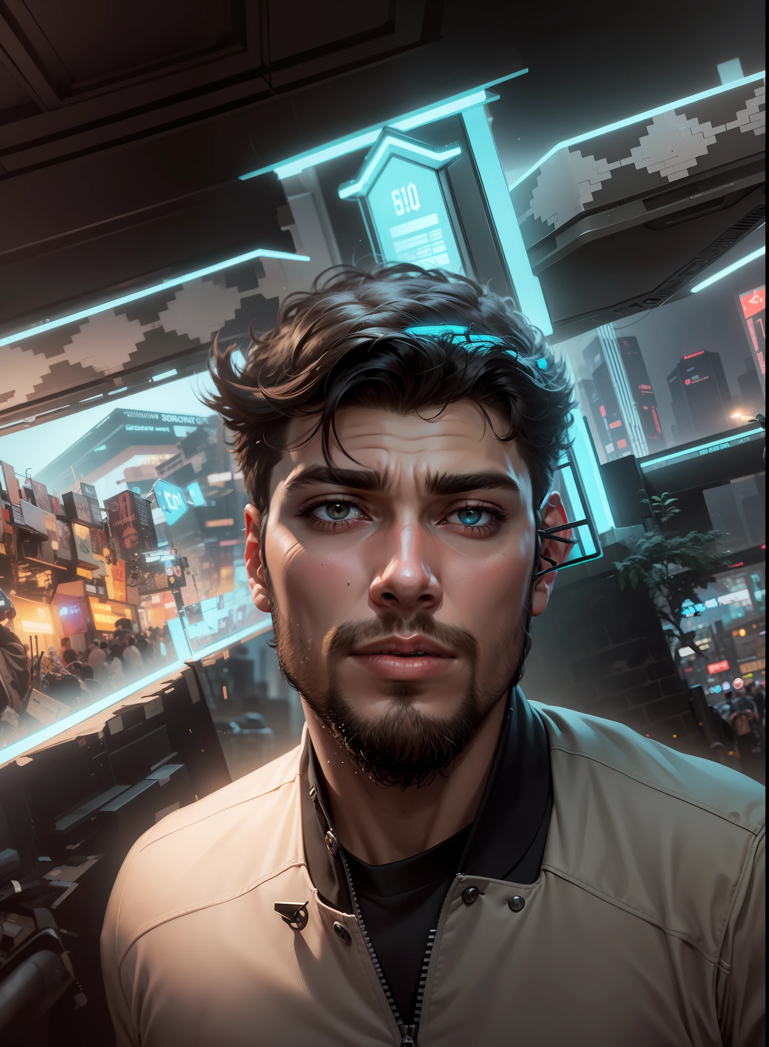 Change background cyberpunk handsome boy, realistic face, 8k ultra realistic