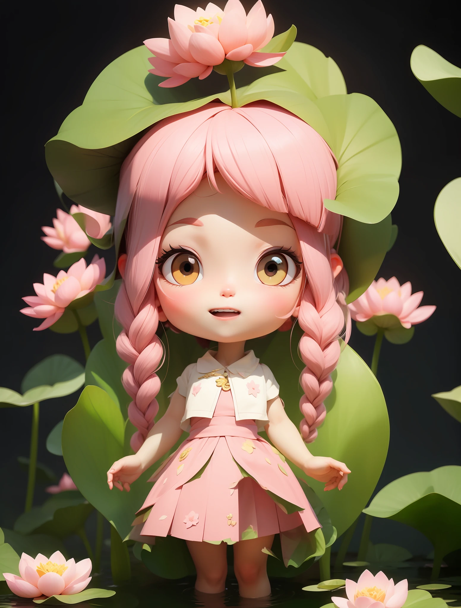 A pink-haired、Lotus tiara