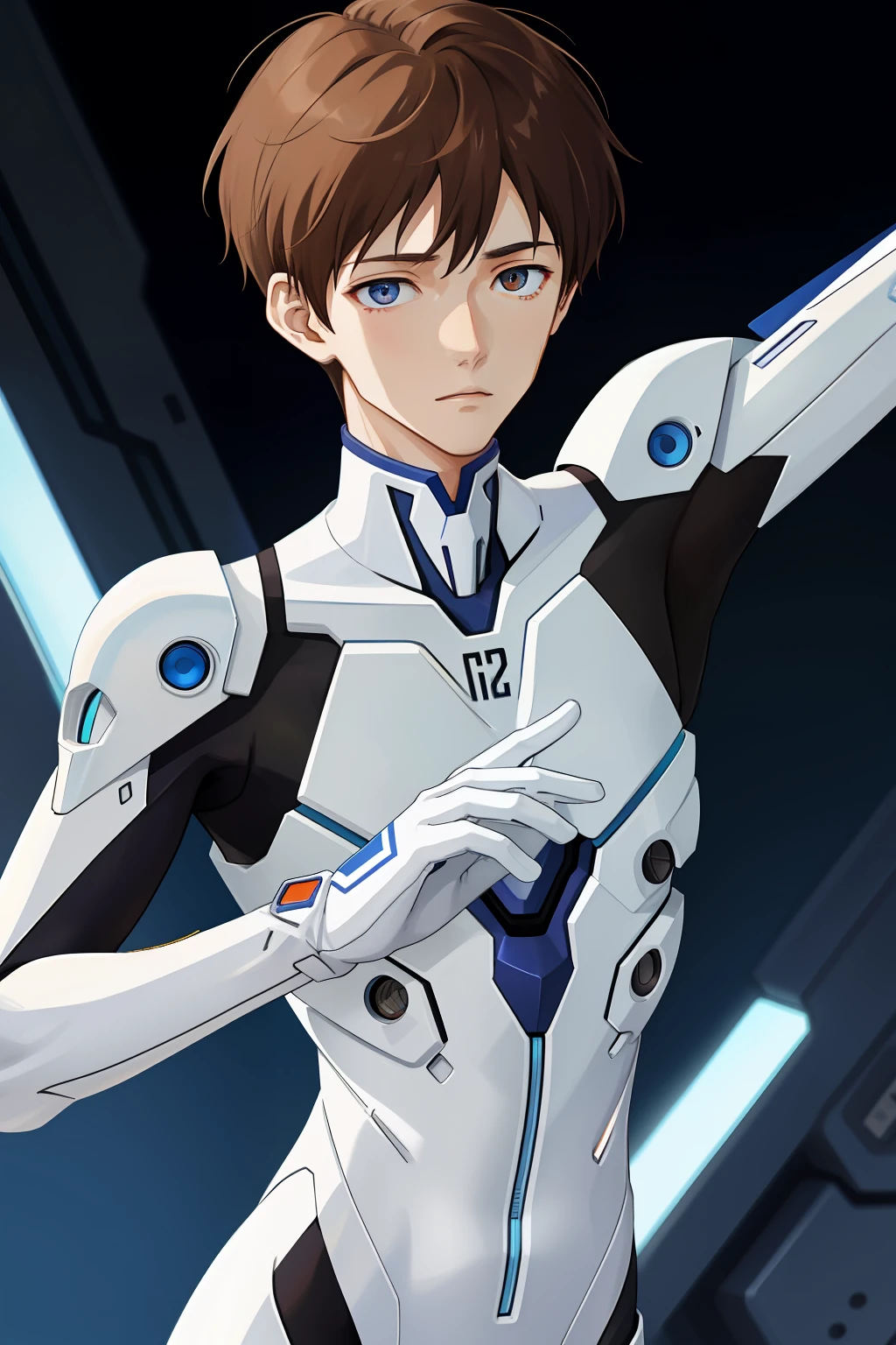 White Blue Plug Suit:1.2、interface:1.2、evangerion、body suit、Brown-haired boy、Shinji Ikari、Male Focus、EVANGELION