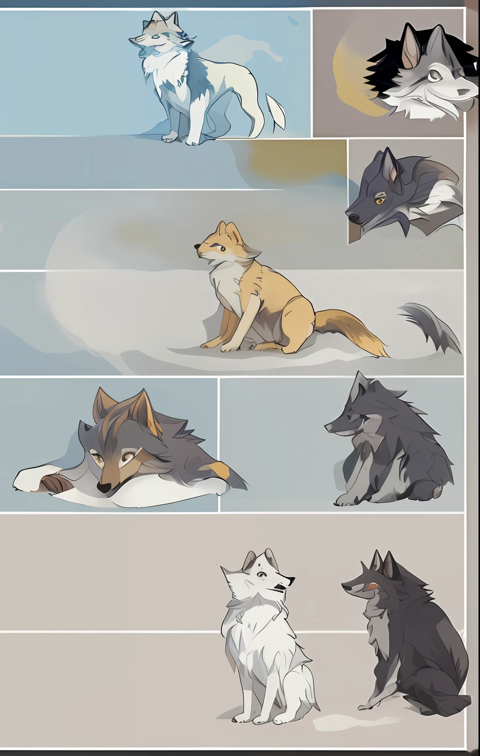 (masterpiece:1.2),(anatomically correct:1.1), (high quality:1.5), (((solo male anthropomorphic))) kemono furry_transformation wolf fursona,1 wolf boy,black fur,crystal red eyes, (sky bule nose),white hands paws, white feet, canine hands, (detail canine feet:1.2),4 toes, black beans, detail beans,((1 wolf boy)),[digital painting \(artwork\)::0.8], 4 toes, canine feet, (motion lines:1.1),single fluffy tail,[watercolor (artwork):0.6],collar,kemono,grey hair, short hair, T-shirts,gray short pants
