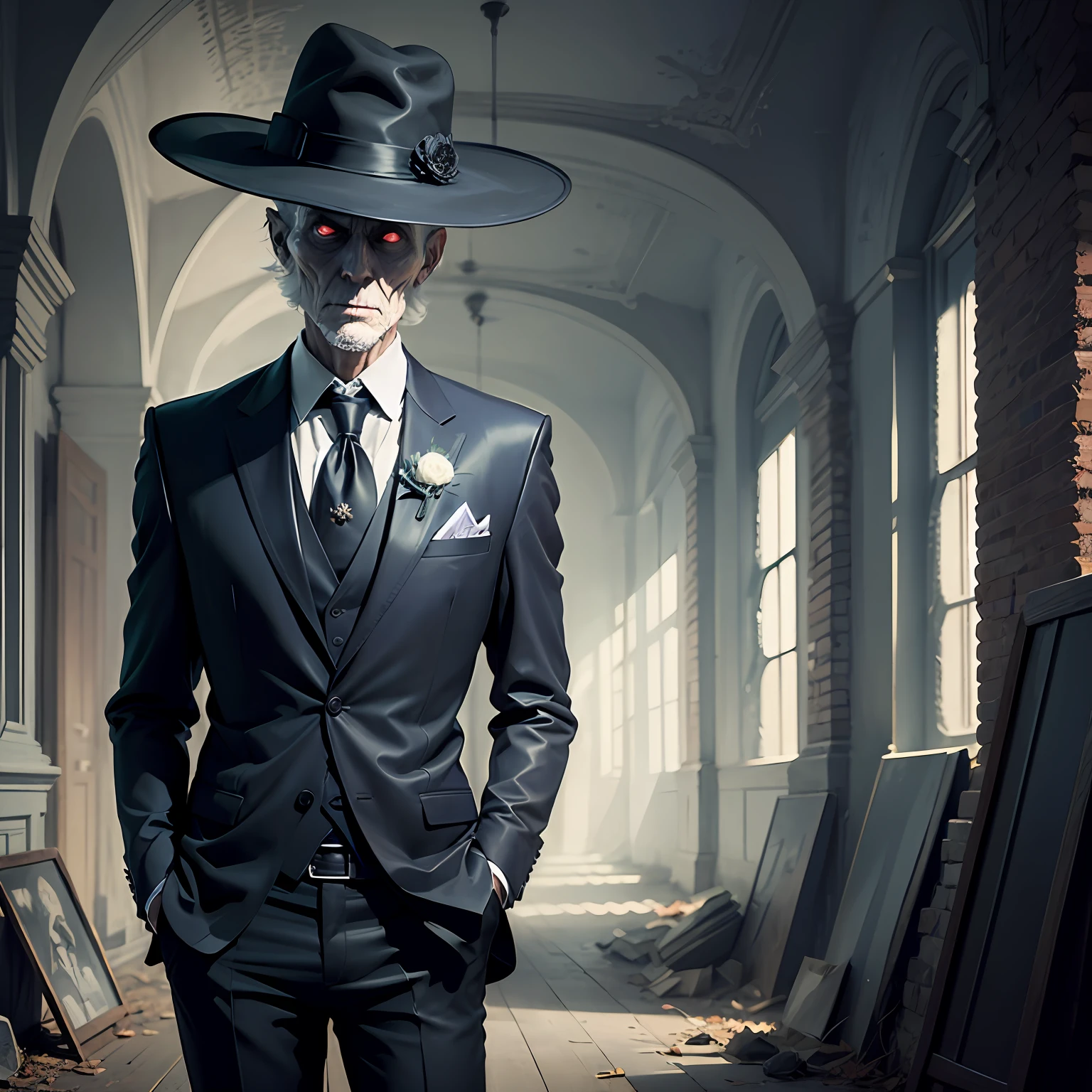 Spooky man in a suit without background --auto