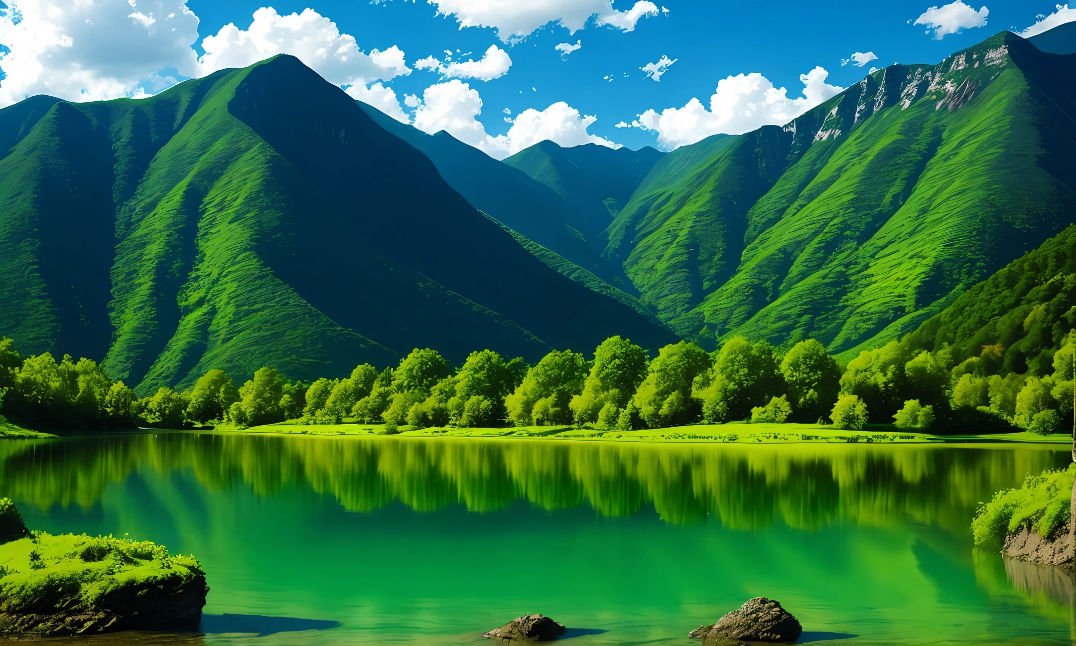 Green water and green mountains