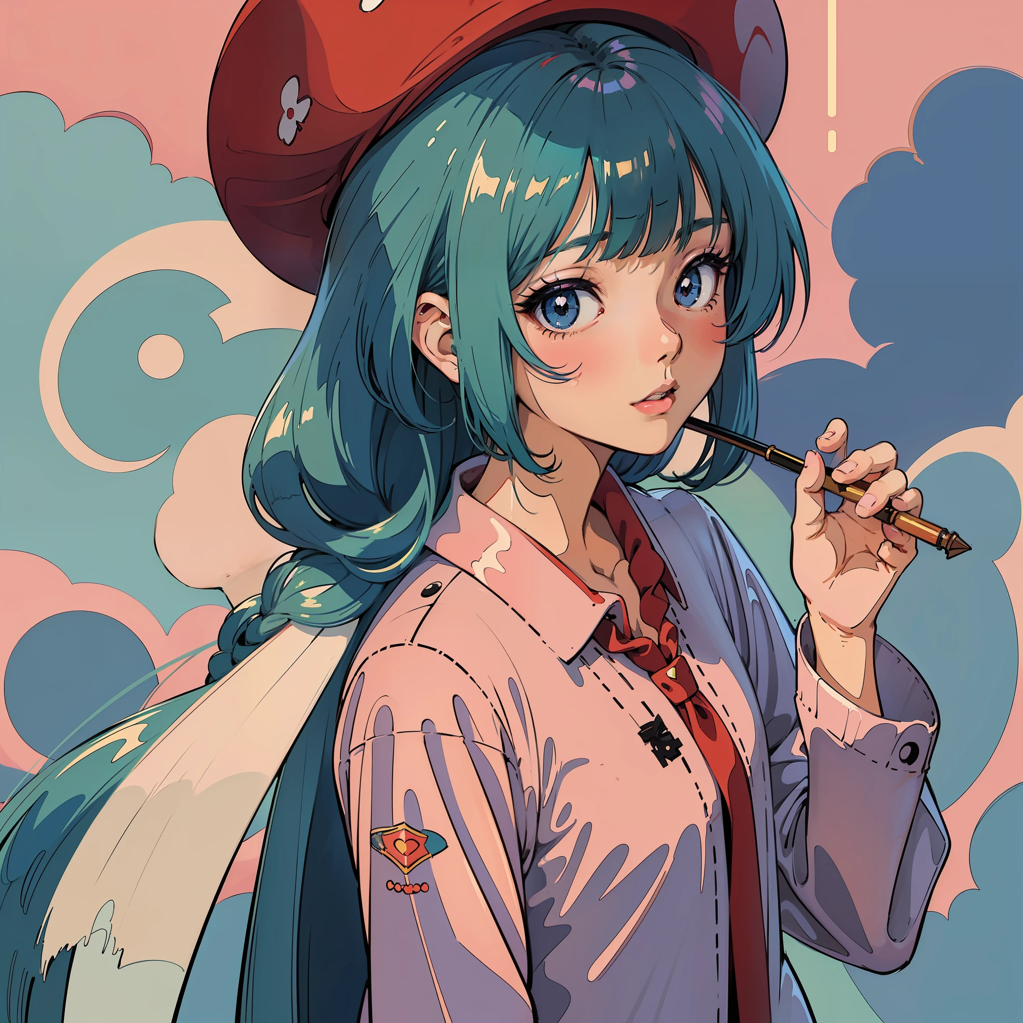 anime girl with a pink shirt and a red hat, urban girl fanart, anime style illustration, anime art style, in an anime style, lofi girl, in anime style, anime artstyle, anime style portrait, anime style. 8k, cute art style, lofi portrait, loish art style, ilya kuvshinov style, anime vibes