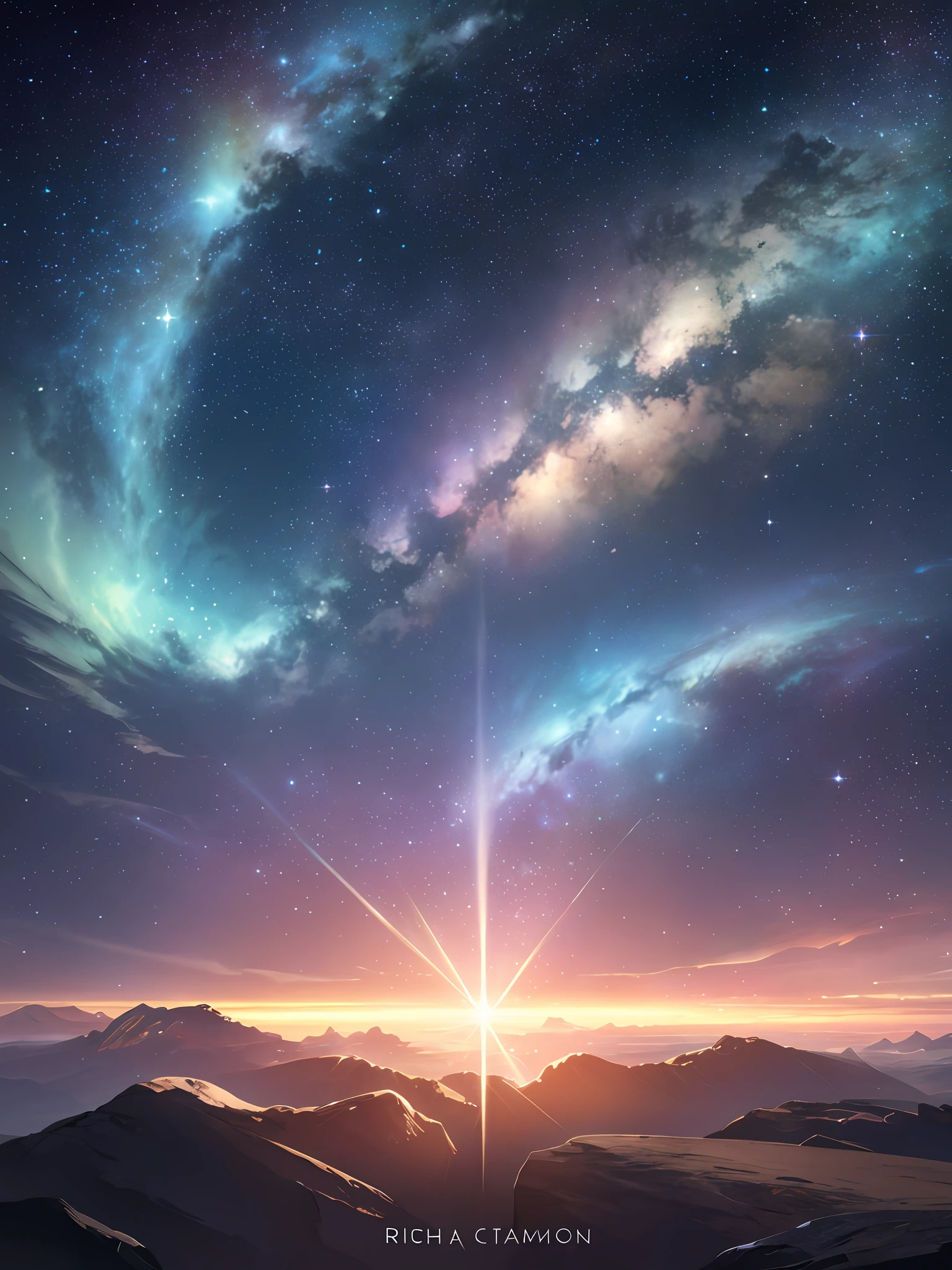 A bright star，in the cosmos，shinning stars，high qulity，detail-rich，without humans，scifi style，Wallpaper phone，sheerness，ren