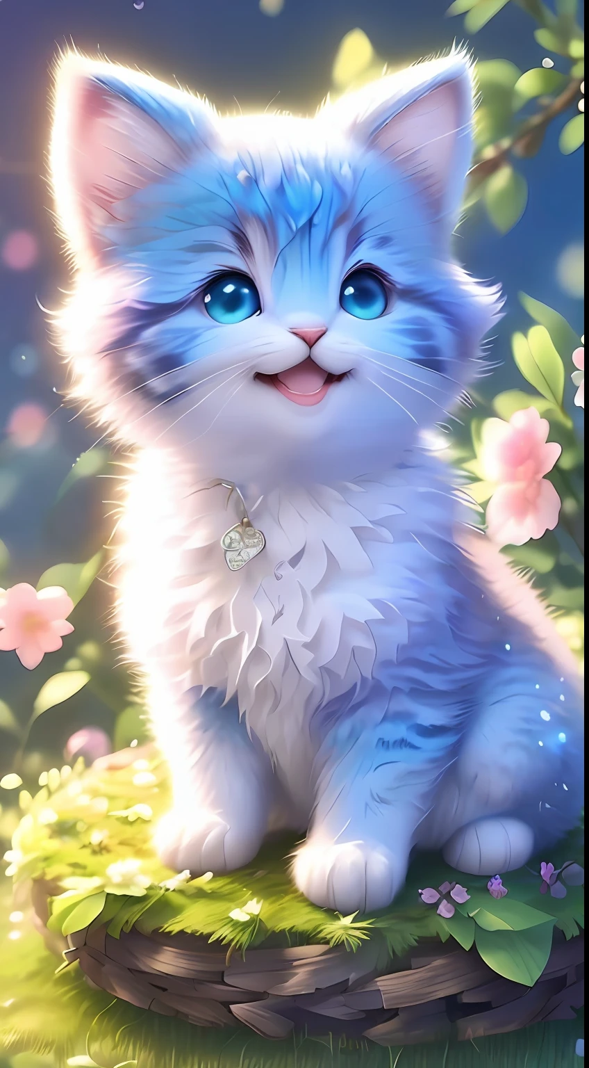 , Realistis, shaggy, (Kitten dressed), an cheeks, full bodyesbian, Non-human, ssmile, sparkle eyes, Minitary, Sit on a branch, lying down,In pink,Left!!!,Funny
