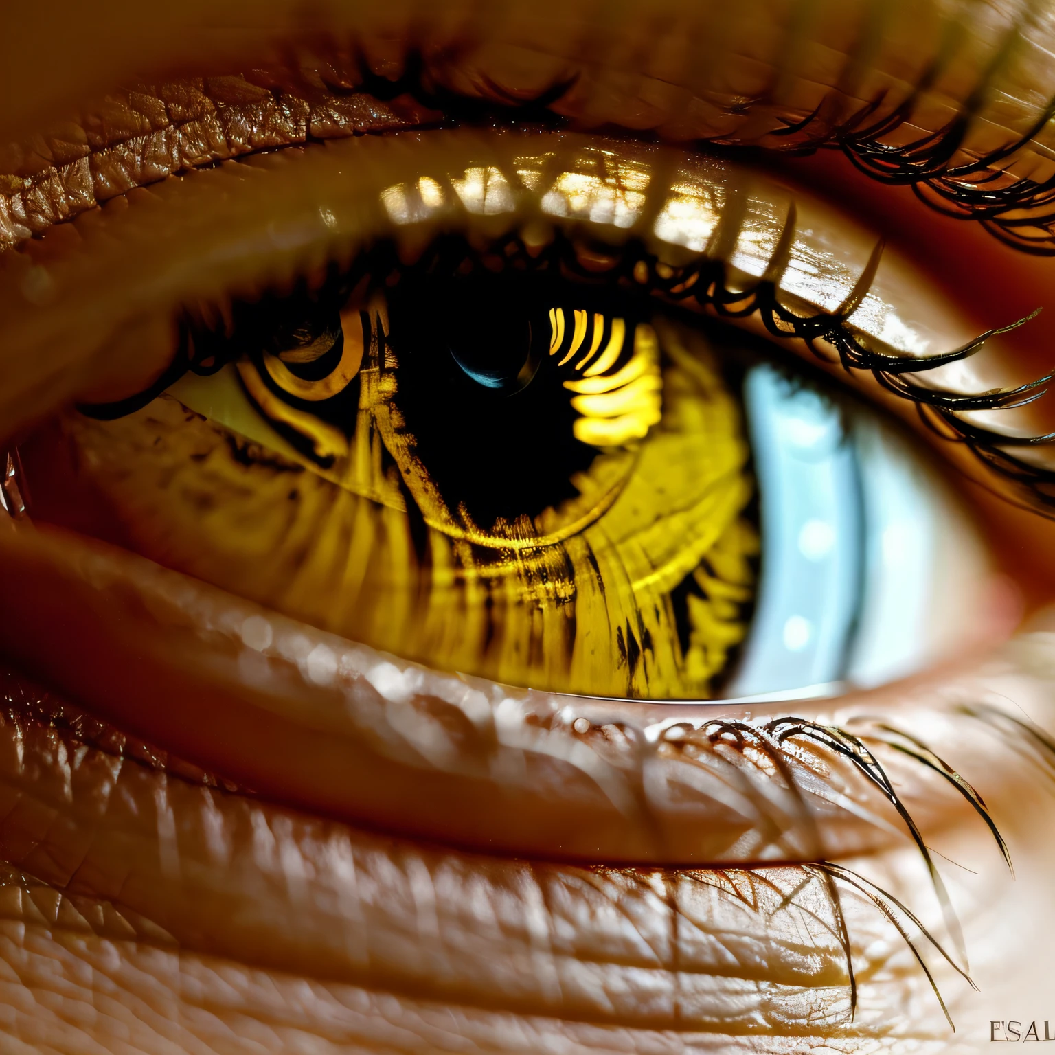 closeup em um olho, realista, detalhes, luz suave, fotografia, dourado --auto