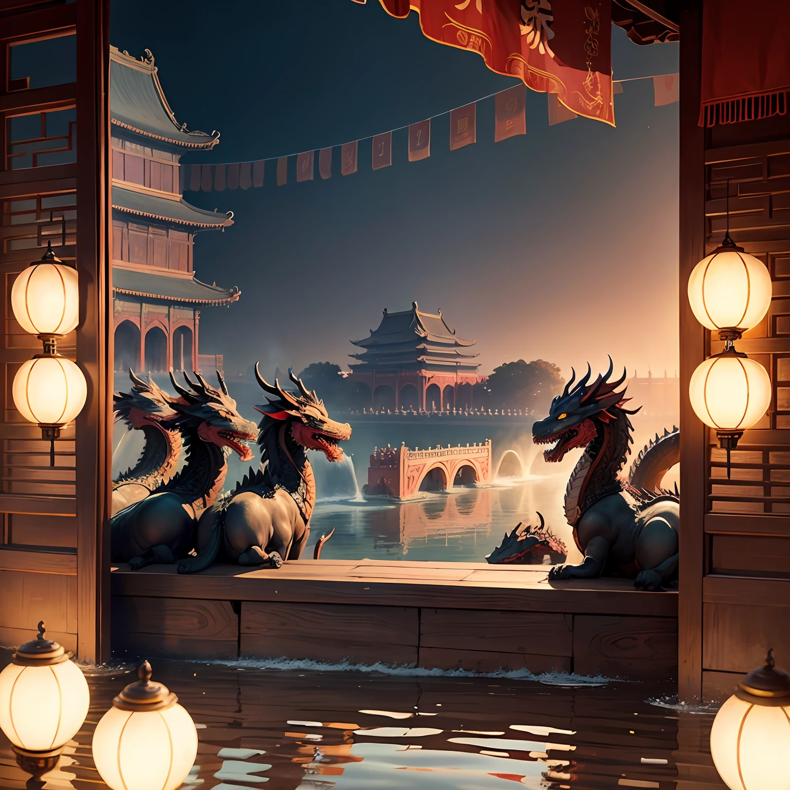 The view of the Forbidden City "Nine Dragons Spitting Water" --auto